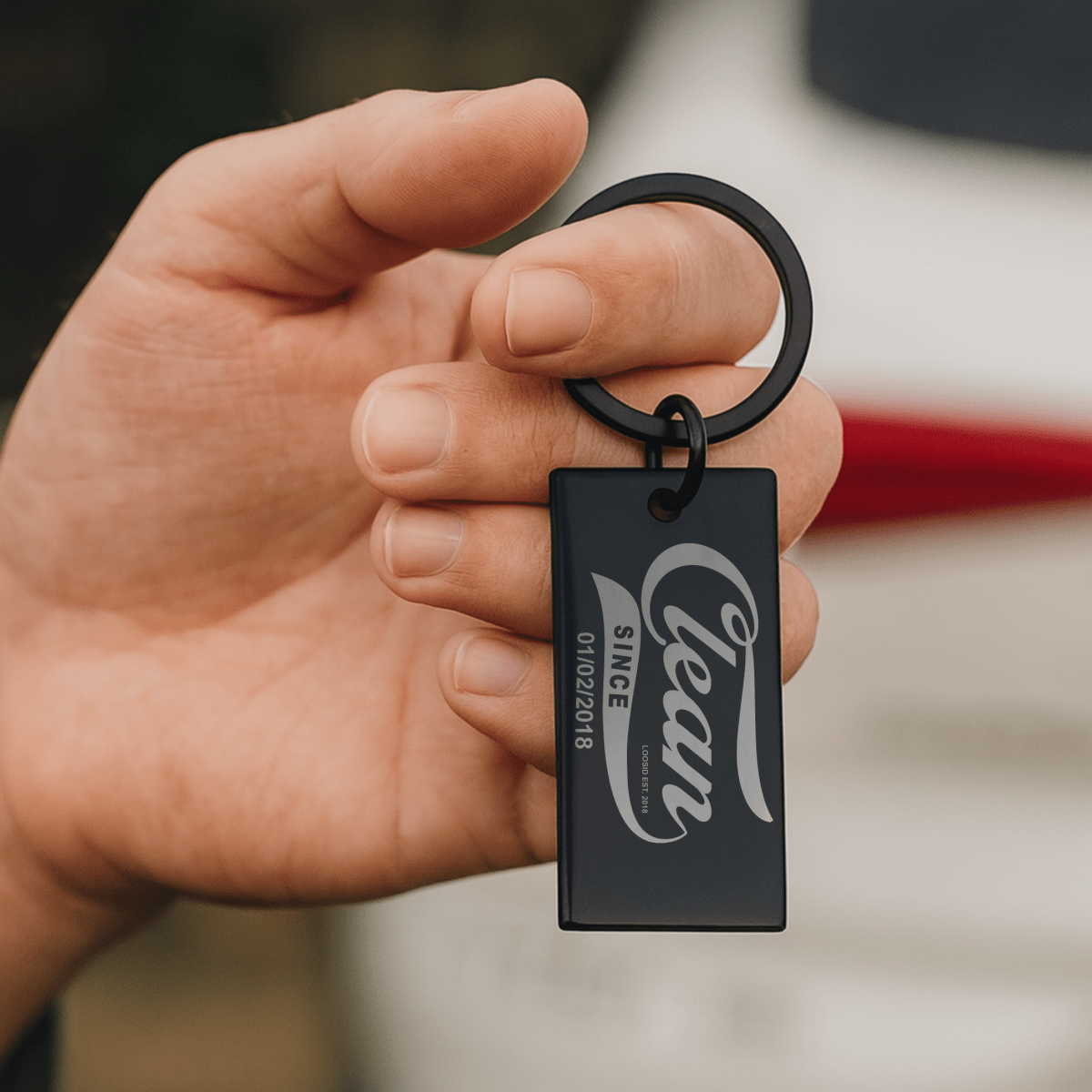 Loosid Clean Since Keychain with Date Engraving Sobriety Gift featuring the design
