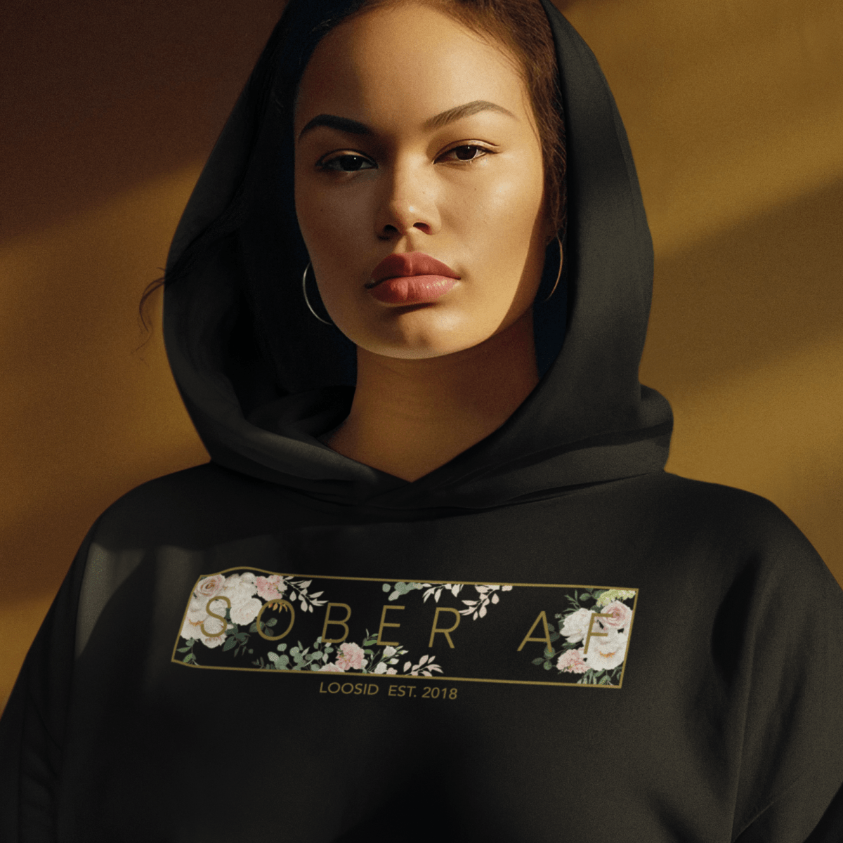 Loosid Sober AF Flower Recovery Hoodie featuring the design