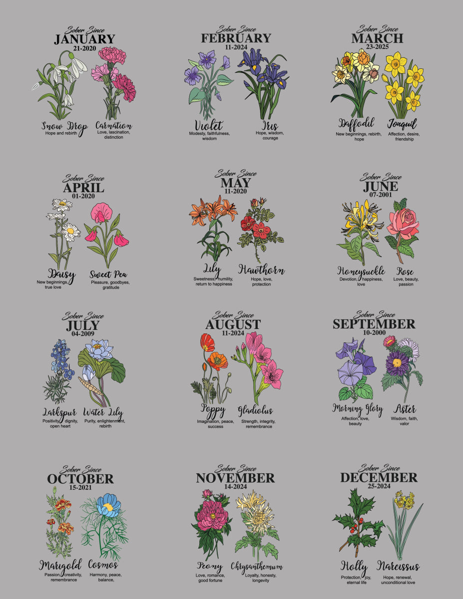 Sober Since Monthly Flower Recovery Hoodie packaging detail (view 8)