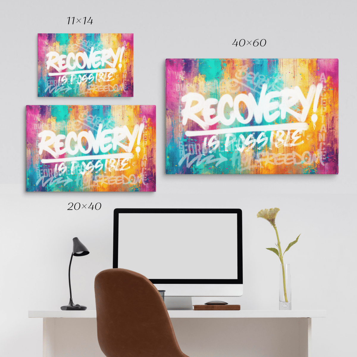 Recovery Is Possible Canvas for Inspirational Decor Sobriety Art back view (view 7)