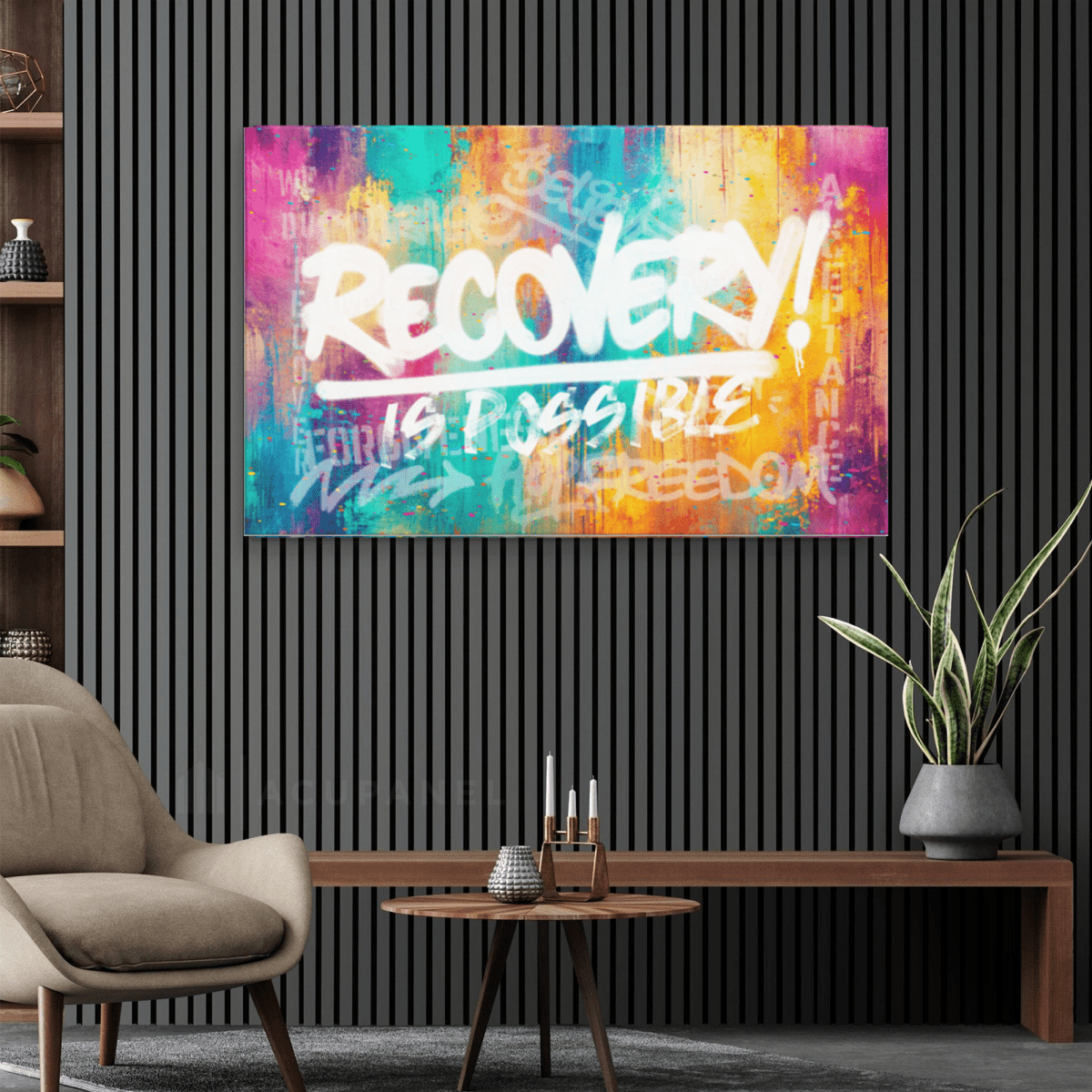 Loosid Recovery Is Possible Canvas for Inspirational Decor Sobriety Art featuring the design