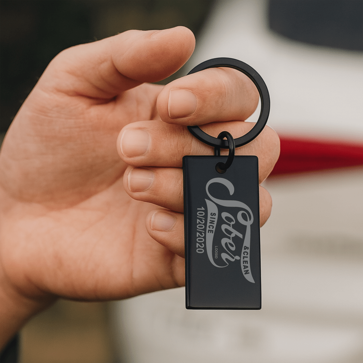 Loosid Sober Since Keychain with Date Engraving Sobriety Gift featuring the design