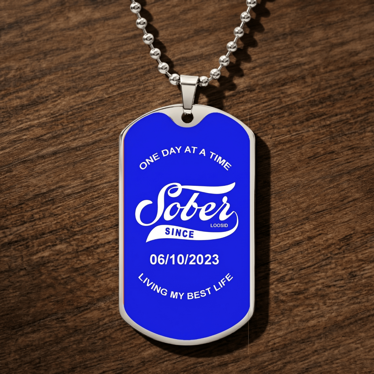 Sobriety Gift | Color Sober Since Dog Tag Jewelry