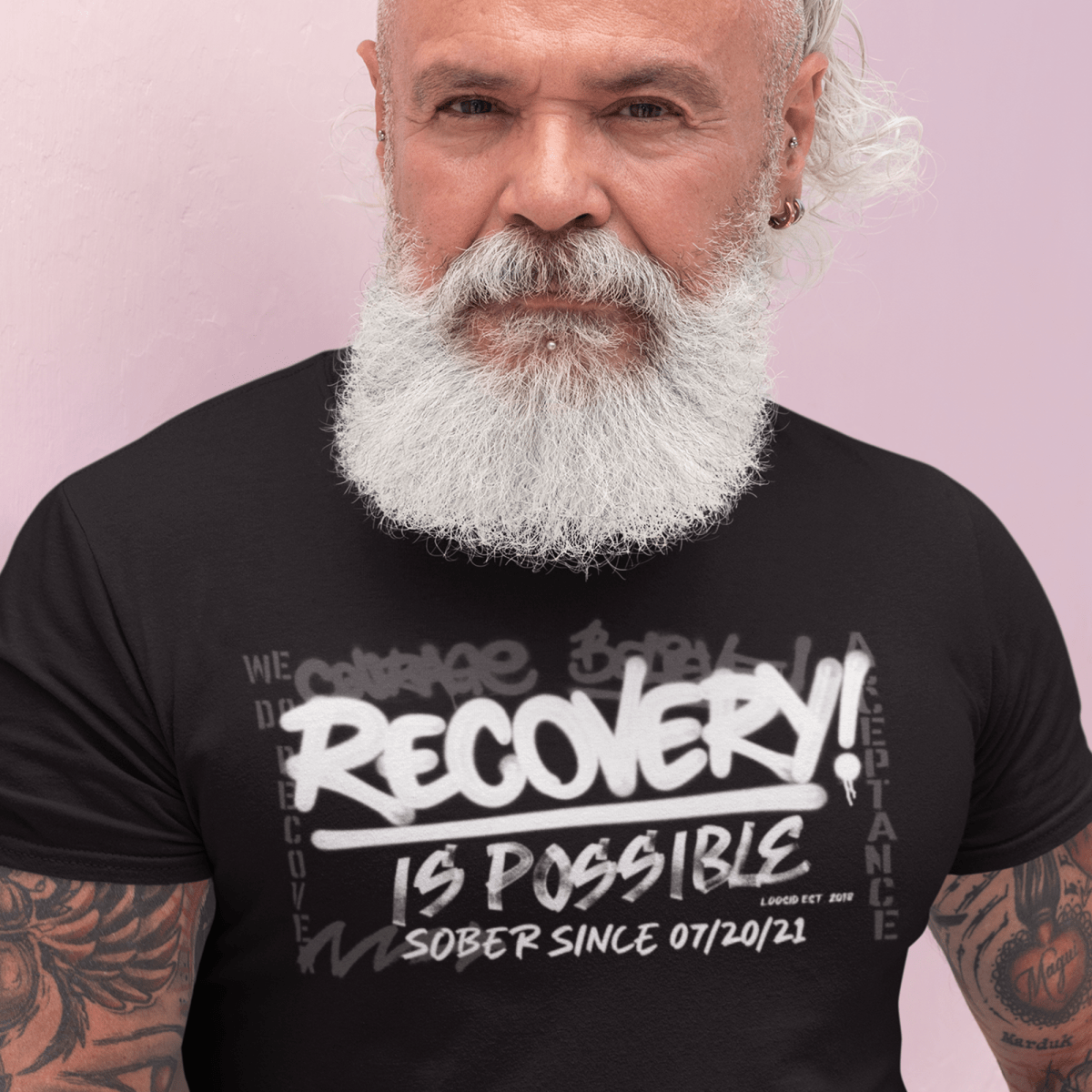 Recovery Is Possible Sober T Shirt close-up view (view 2)