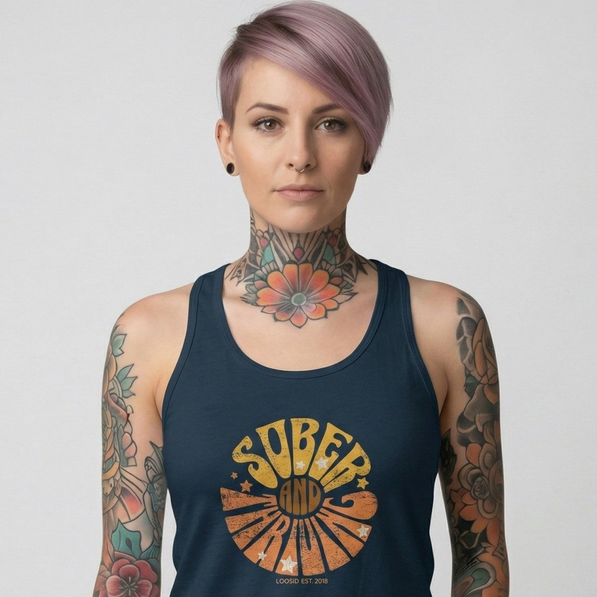 Sober and Thriving Sober Tank Top fit detail (view 9)