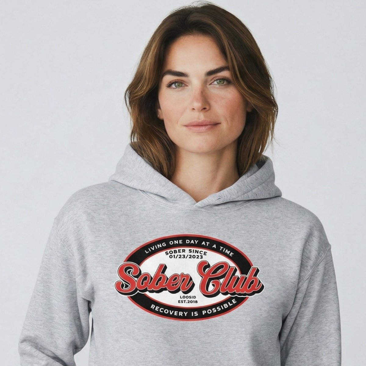Sober Club Badge Recovery Hoodie product photo (view 30)