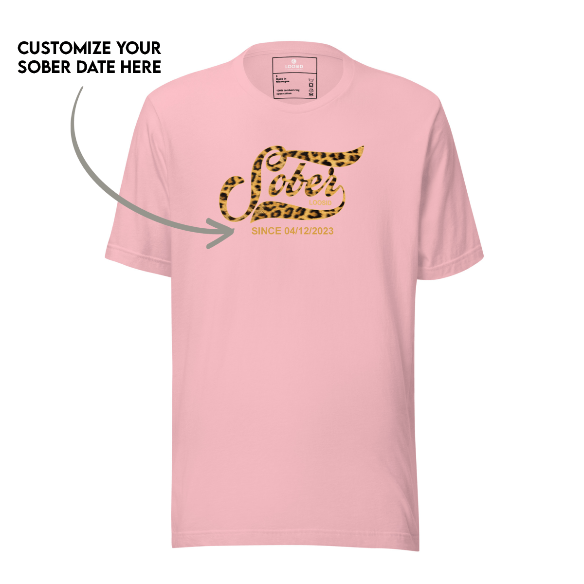 Leopard Sober Since Sober T Shirt side view (view 6)
