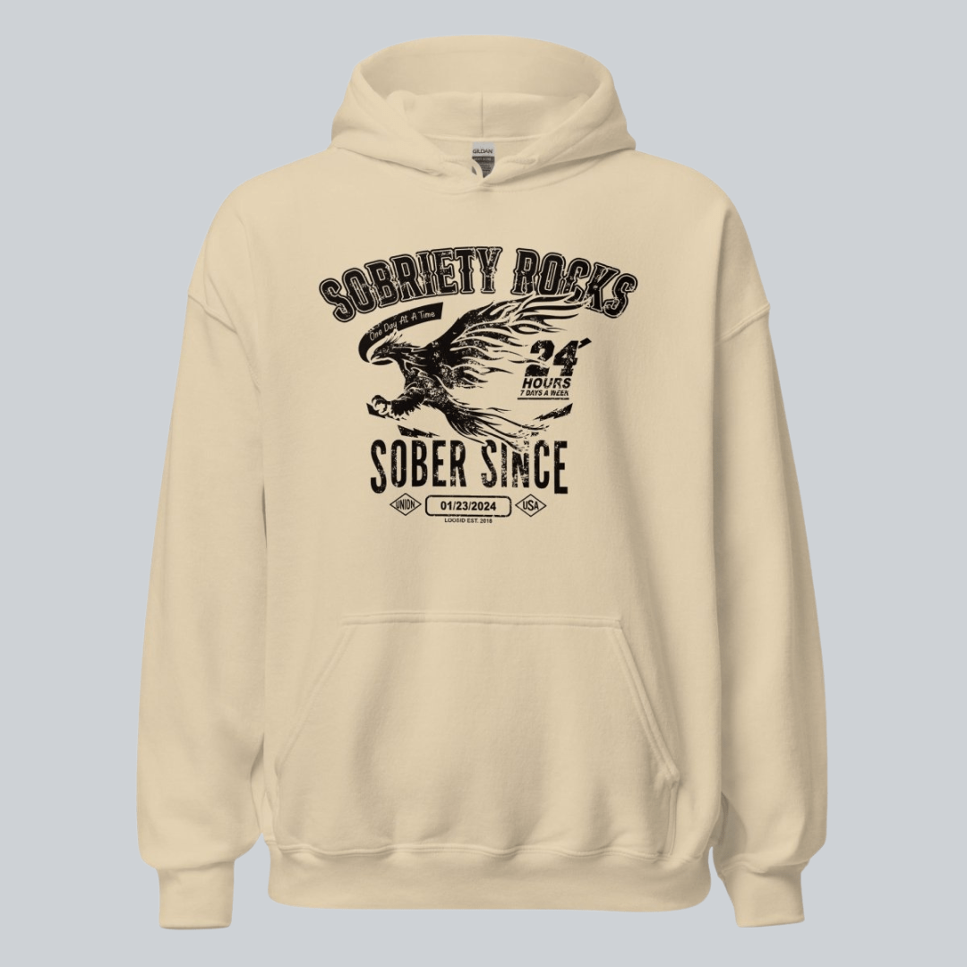 Sober Since Recovery Hoodie fit detail (view 29)