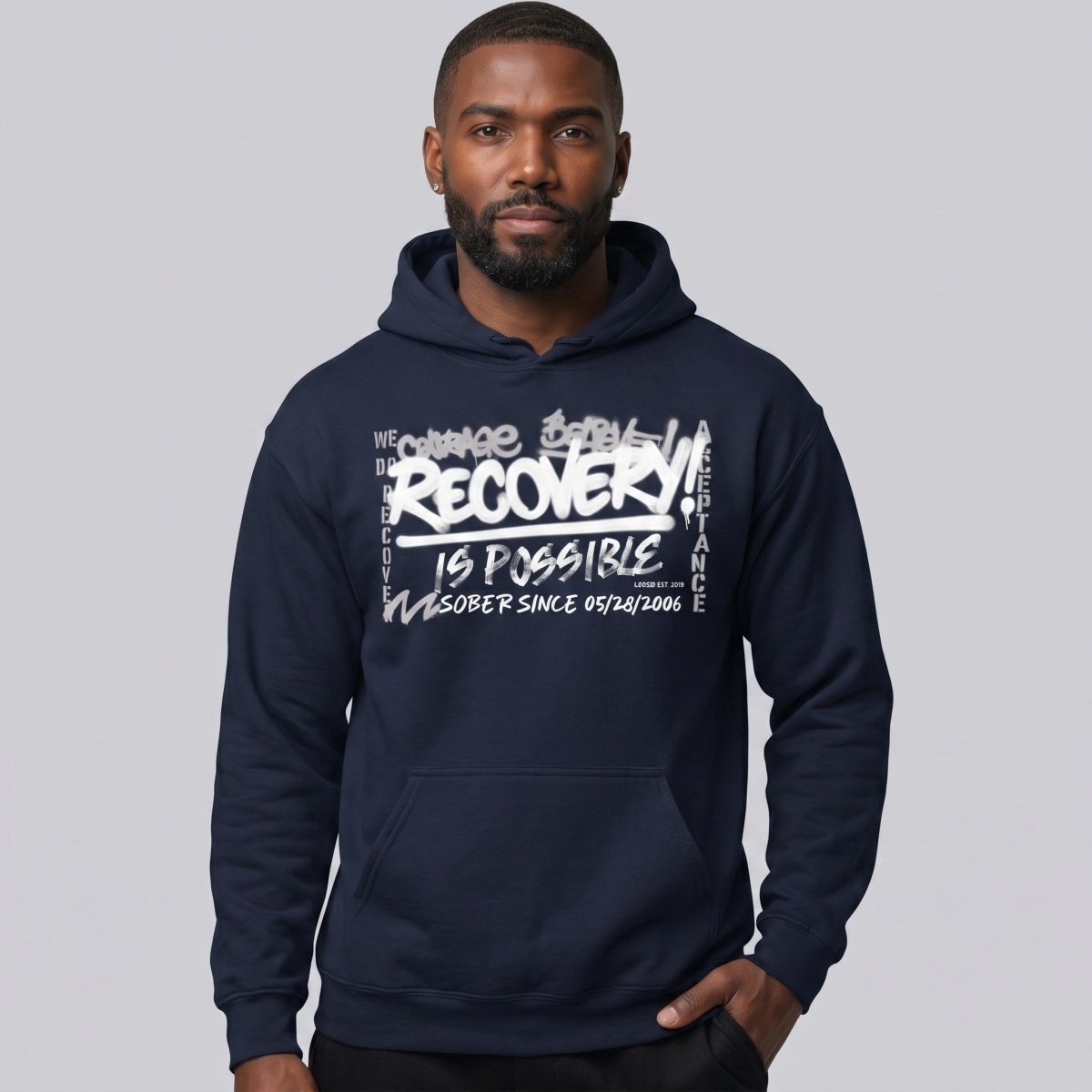 Recovery Is Possible Hoodie with Date Recovery Hoodie product photo (view 20)