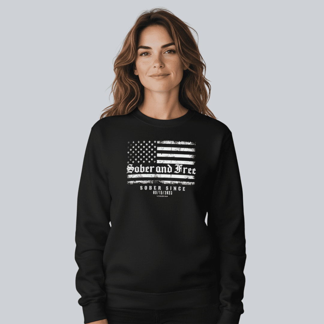 Sober and Free Sobriety Recovery Hoodie lifestyle view (view 5)