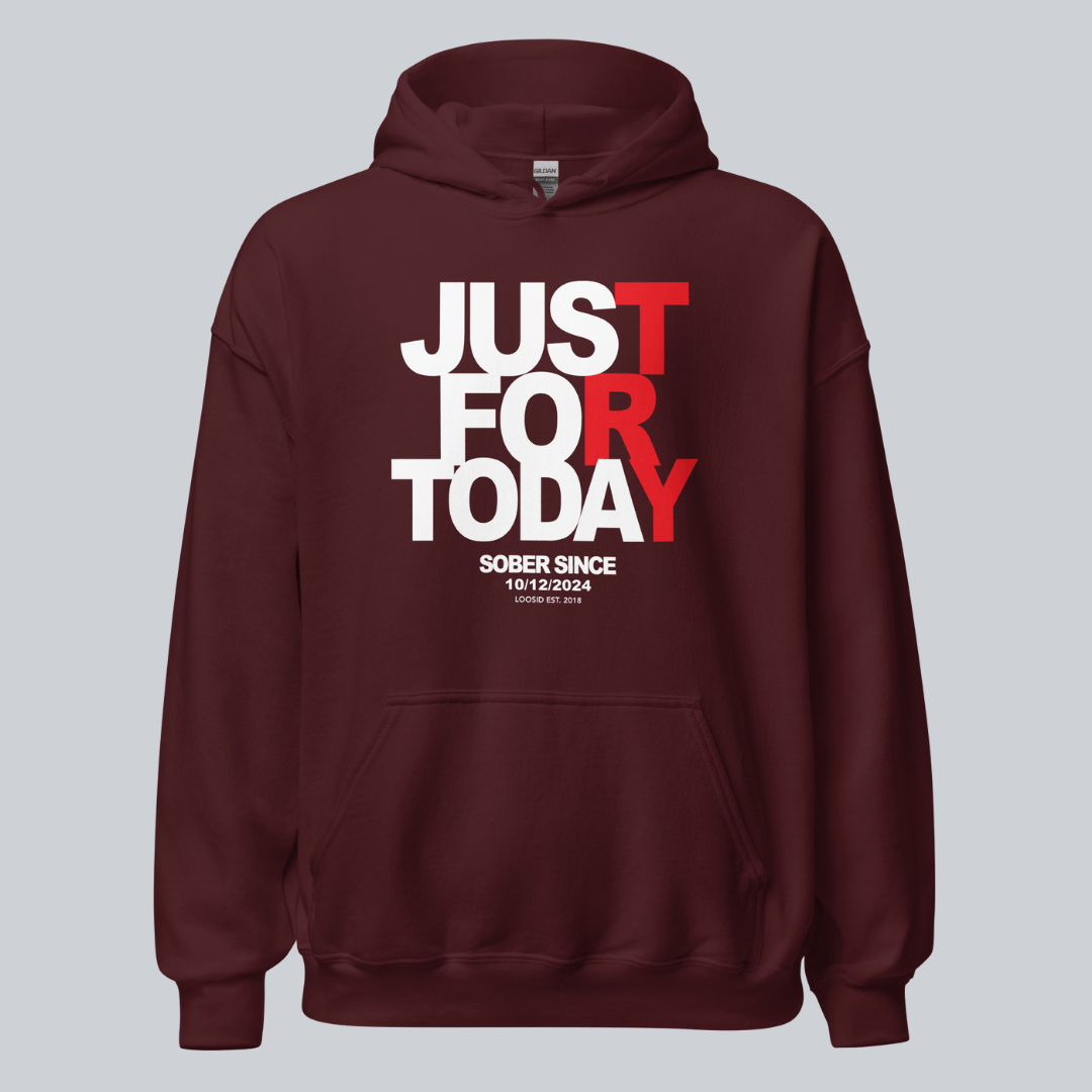 Just For Today Women's Custom Sobriety Date Recovery Hoodie side view (view 26)