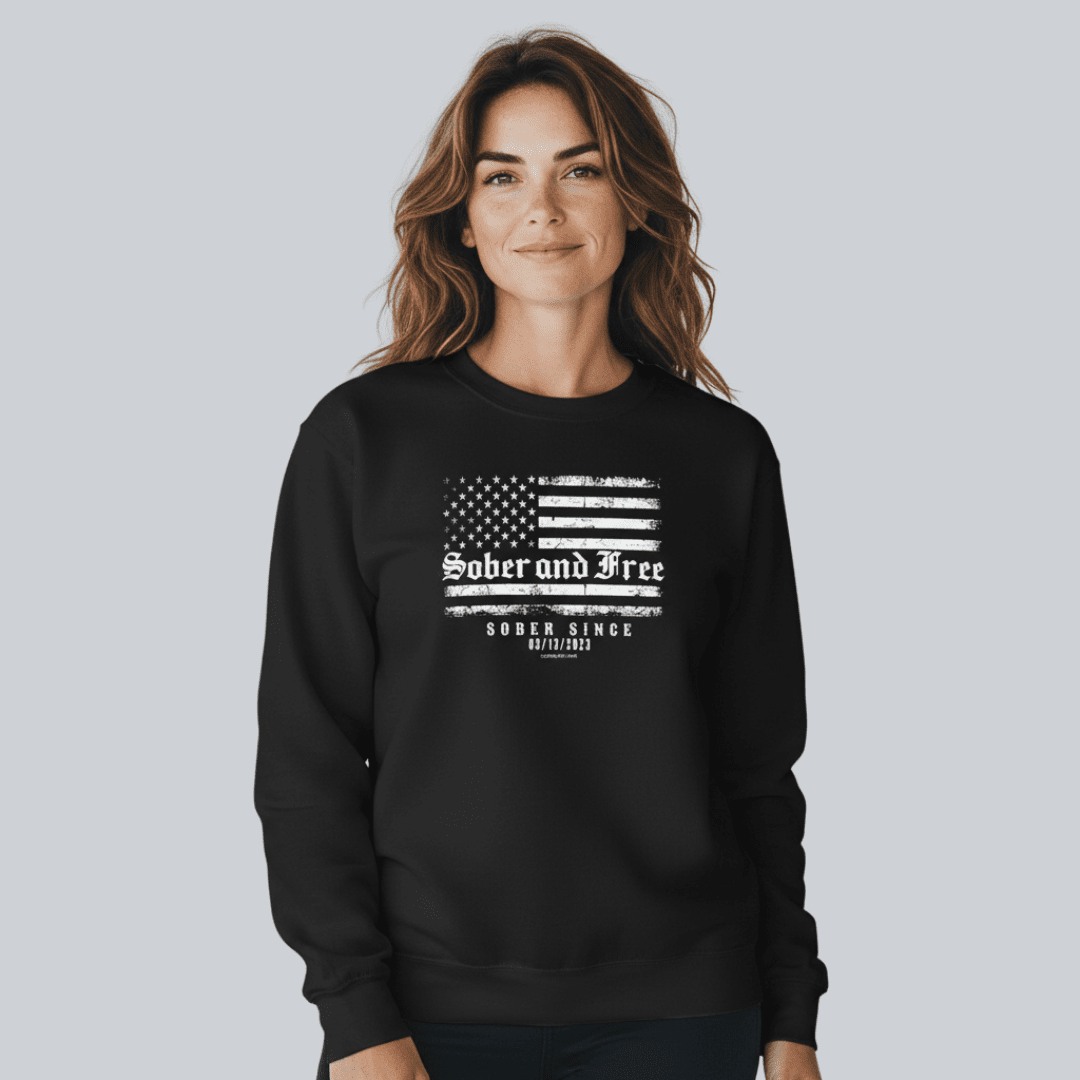 Sober and Free Sobriety Recovery Hoodie side view (view 6)