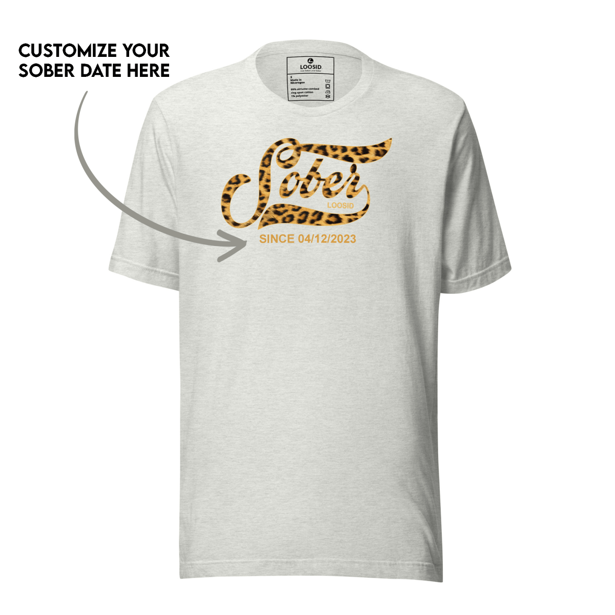 Leopard Sober Since Sober T Shirt back view (view 7)