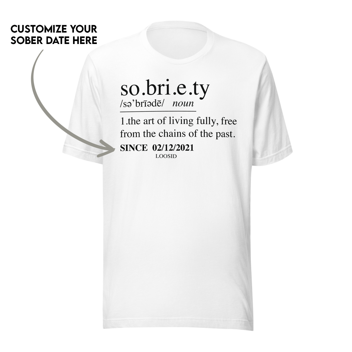 Sobriety Definition Men's w Personalize Sober Date Sober T Shirt graphic detail (view 14)