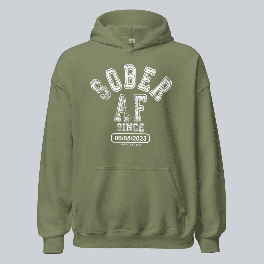 Sober AF Since Recovery Hoodie close-up view (view 22)