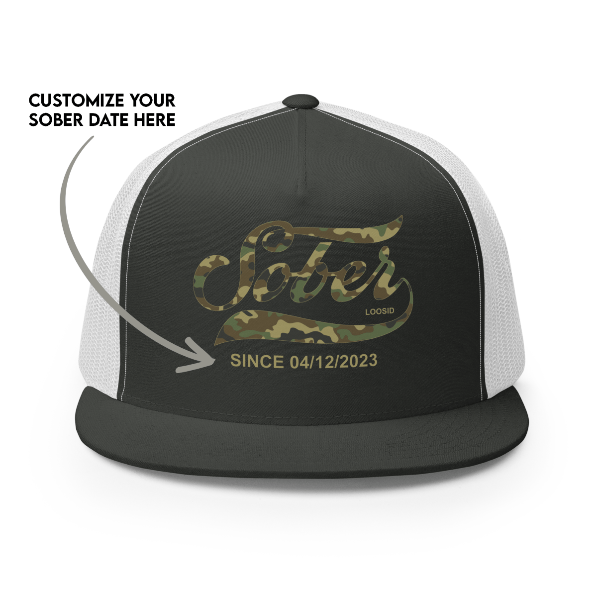 Sober Since Camo w Personalized Date Sober Hat packaging detail (view 8)
