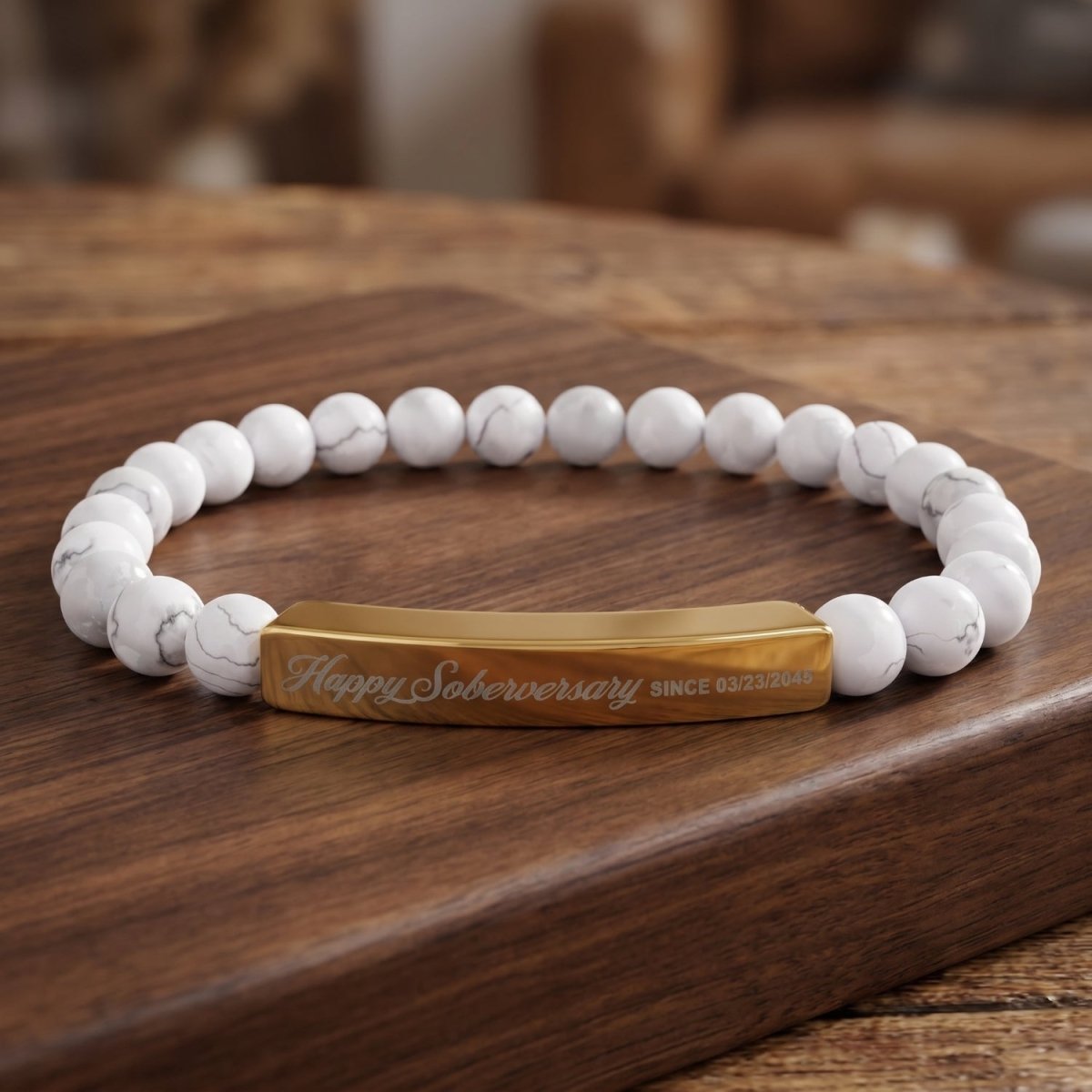 Sobriety Gift | Happy Soberversary Stone Bar Jewelry (Engraving)