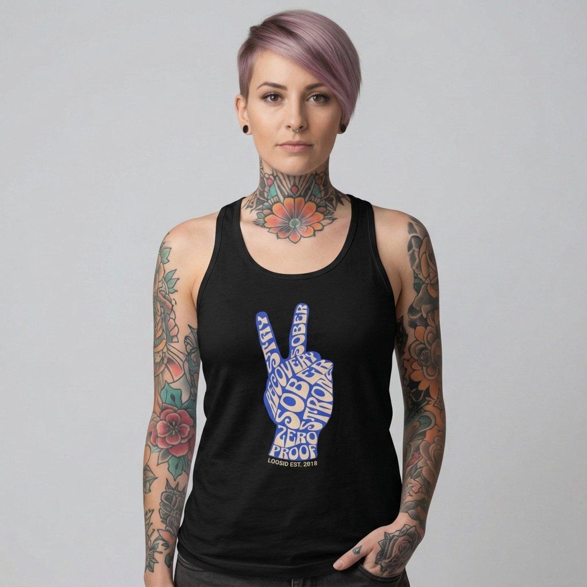 Peace & Sober Sober Tank Top back view (view 7)