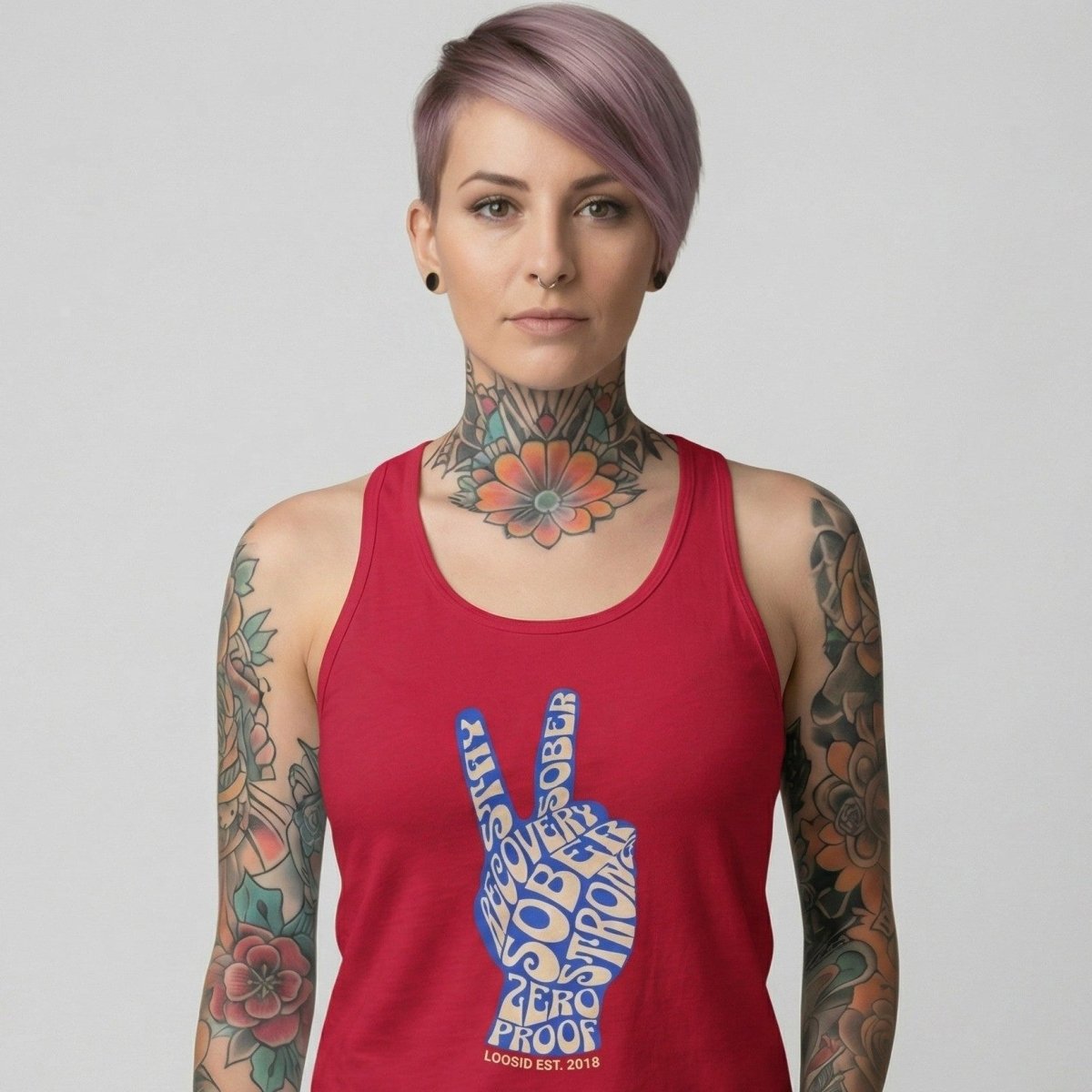 Peace & Sober Sober Tank Top close-up view (view 2)