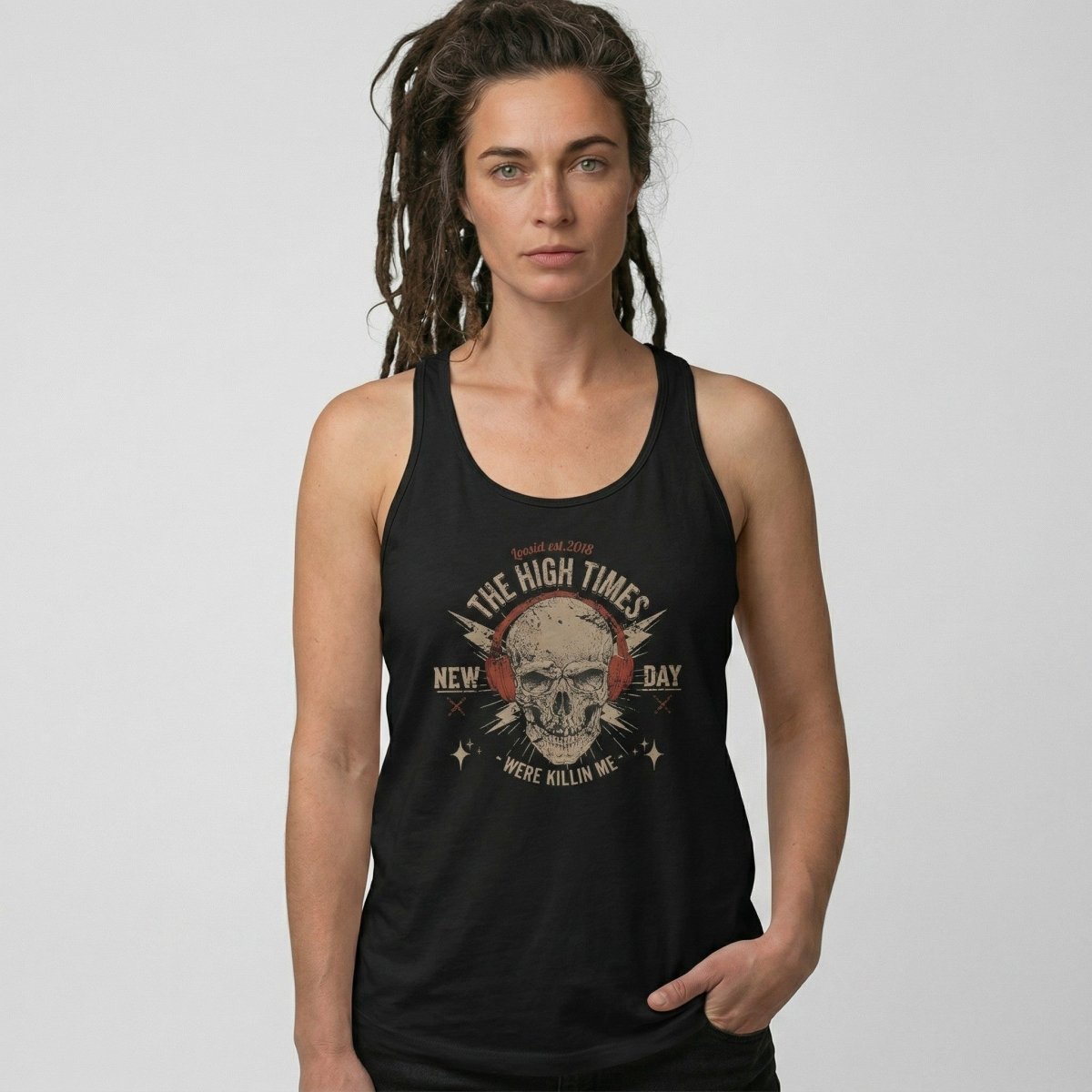 High Times Were Killing Me Sober Tank Top graphic detail (view 4)