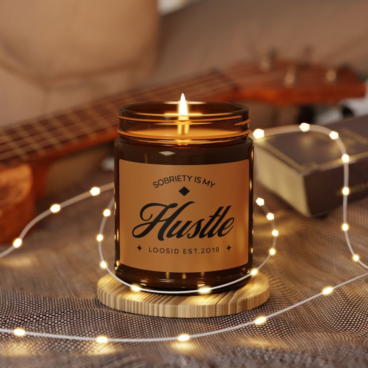 Loosid Sobriety is My Hustle Sobriety Sobriety Candle featuring the design