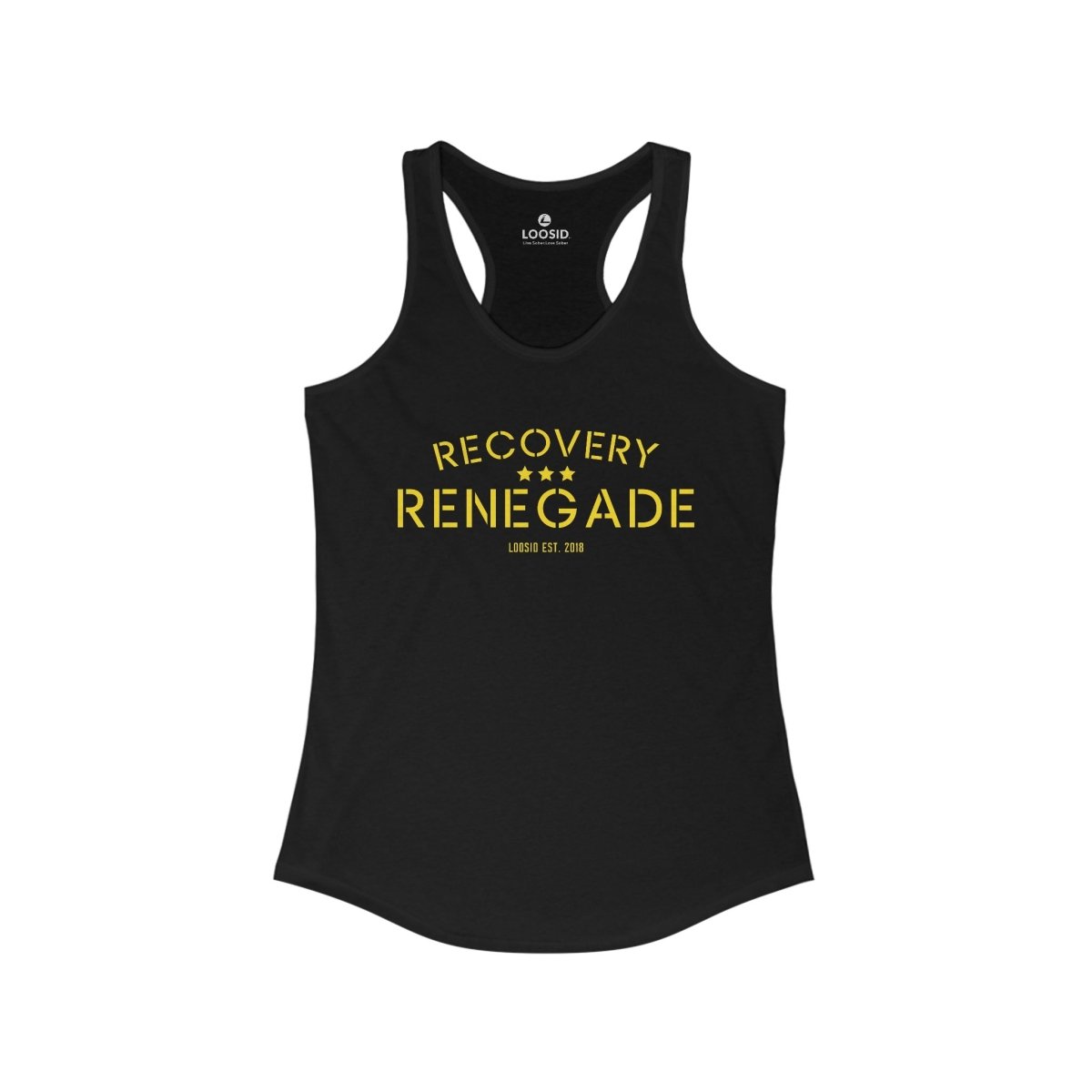 Recovery Renegade Sober Tank Top flat lay styled image (view 3)