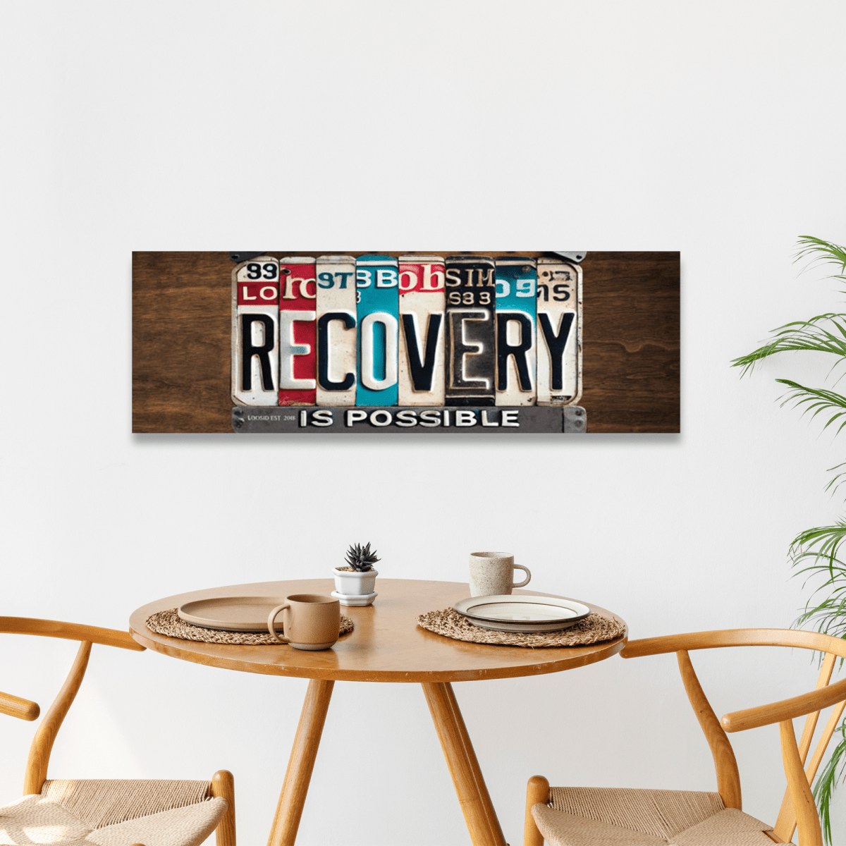 Recovery Is Possible License Plate Printed Composite Sobriety Art flat lay styled image (view 3)