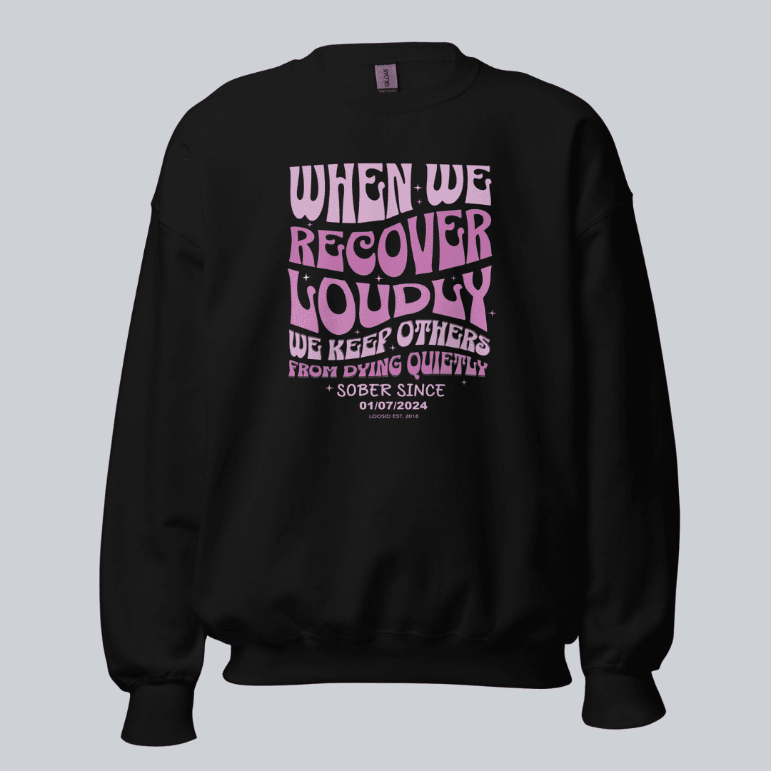 When We Recover Loudly Recovery Hoodie flat lay styled image (view 3)