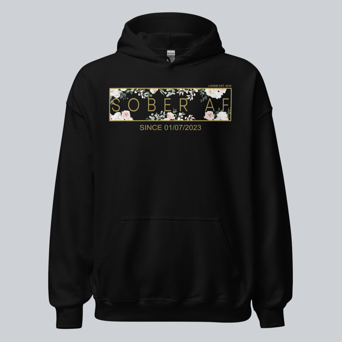 Sober AF Flower Recovery Hoodie back view (view 7)