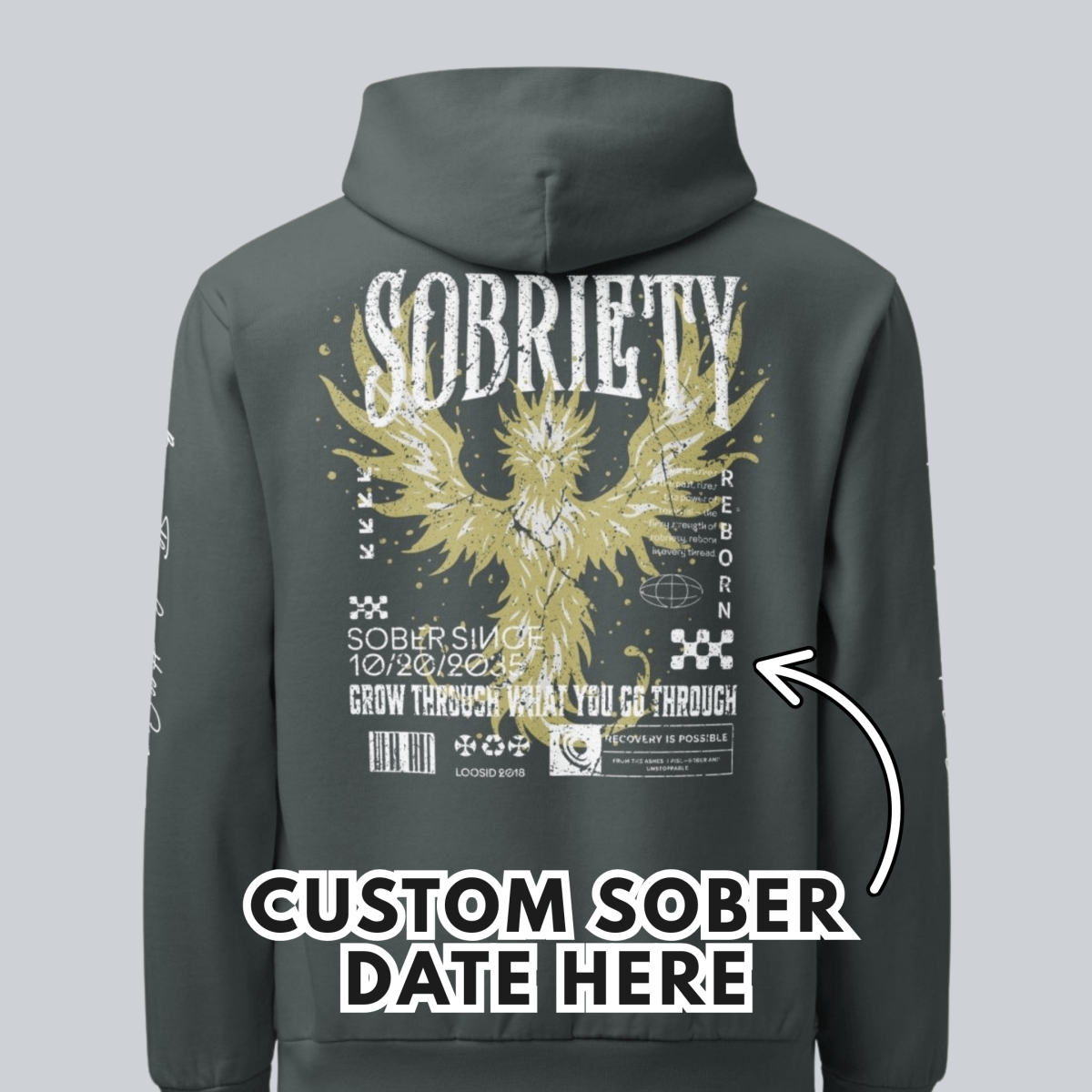 Sober Hoodie Limited Edition Recovery Hoodie side view (view 6)