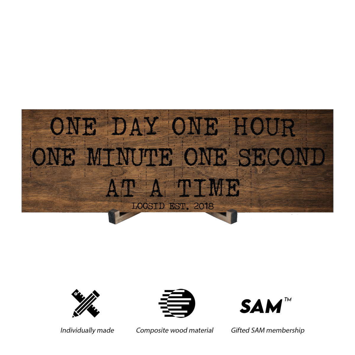 Loosid One Day At A Time Printed Composite Brown Sobriety Art featuring the design