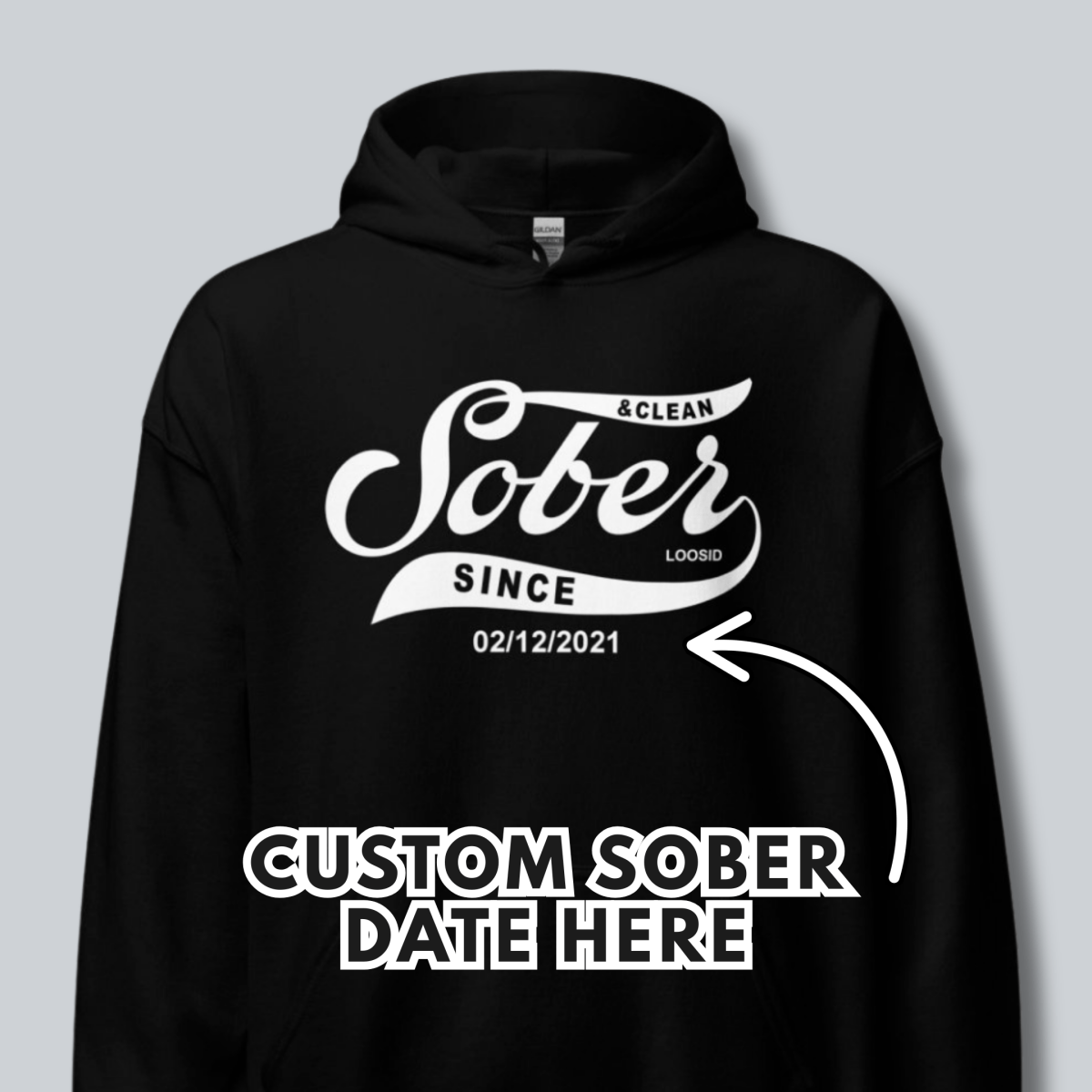 Sober Since Recovery Hoodie back view (view 7)