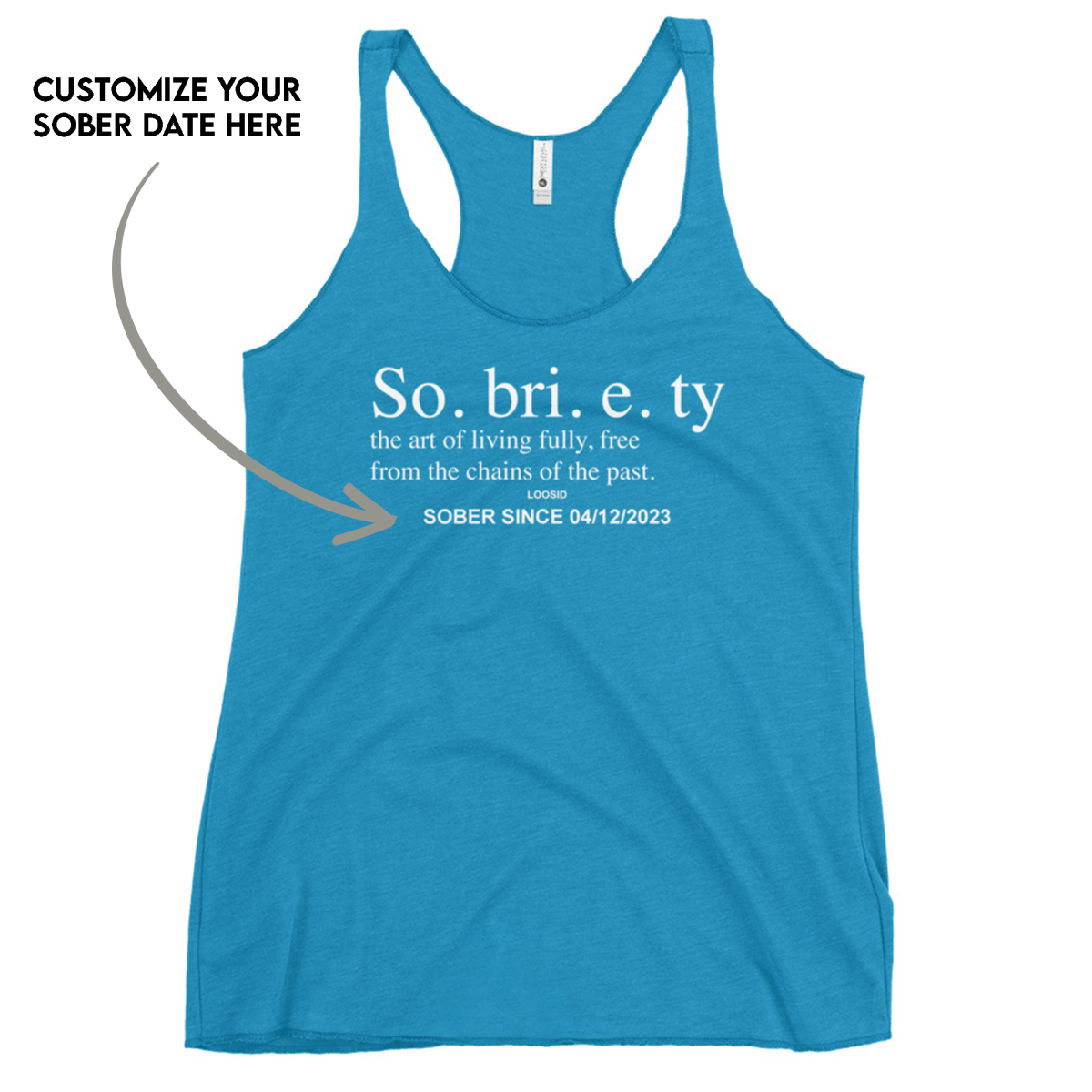Sobriety Definition Women's w Personalize Sober Date Sober Tank Top flat lay styled image (view 23)