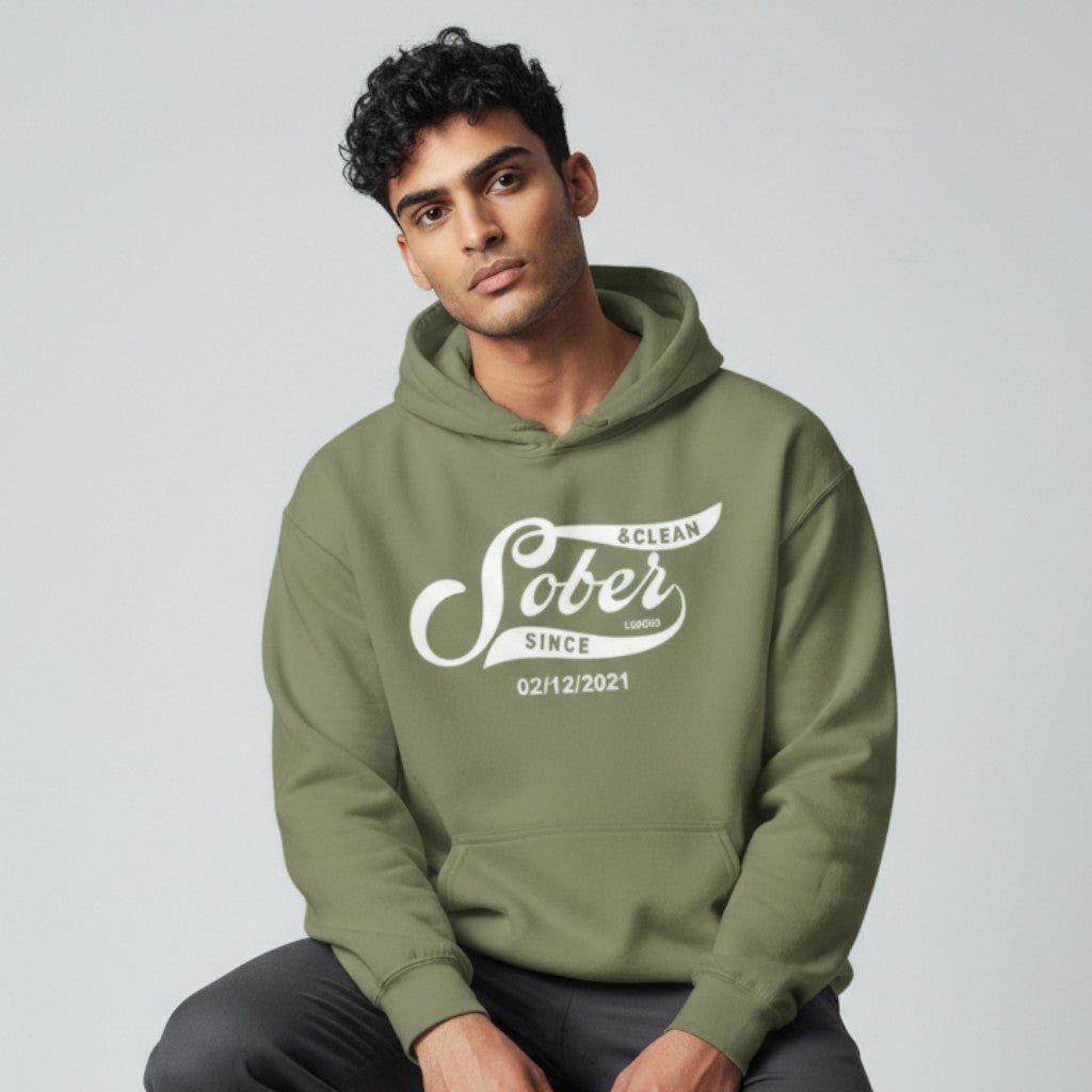 Men Sober Since Recovery Hoodie featuring the design (view 21)
