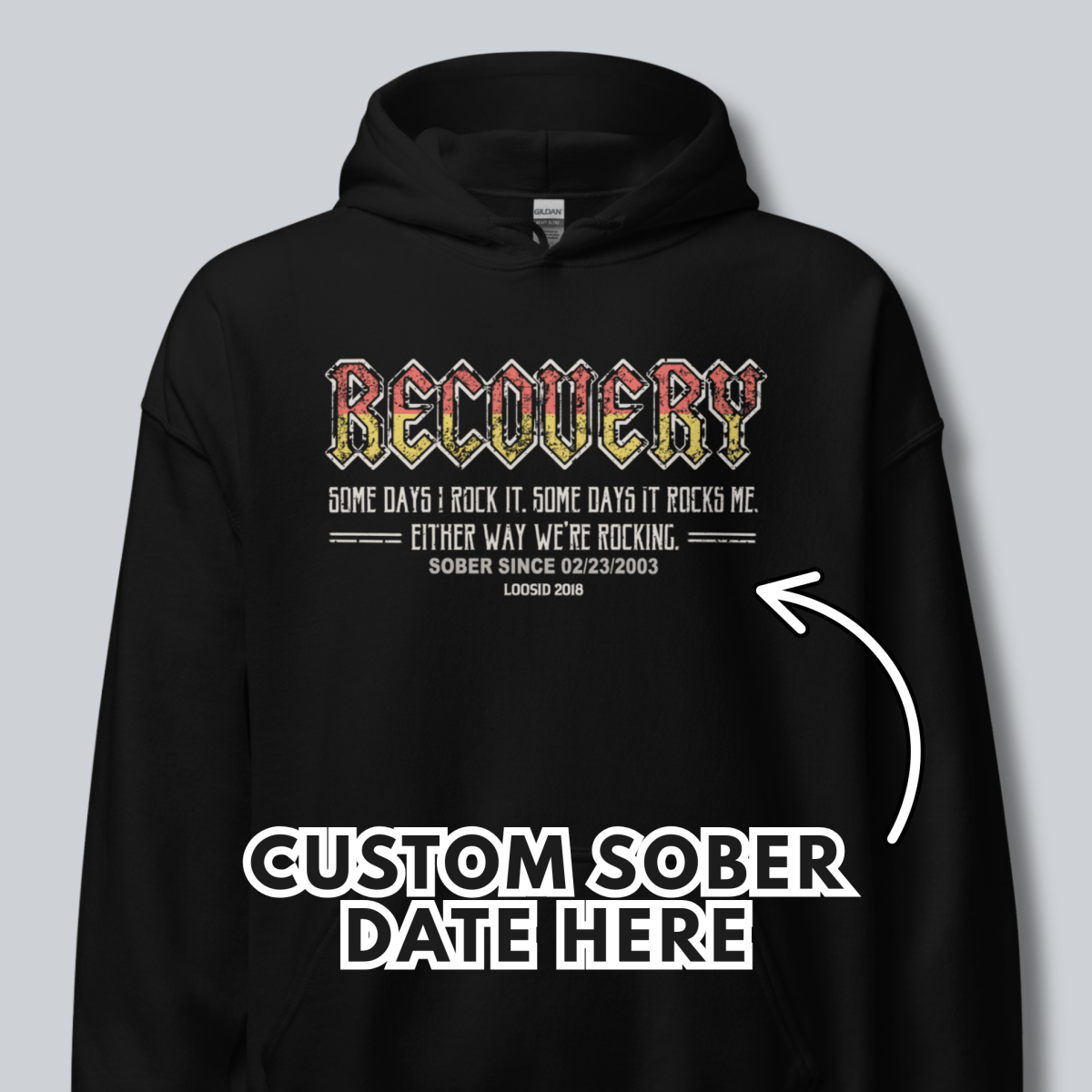 Recovery Rock Recovery Hoodie back view (view 7)
