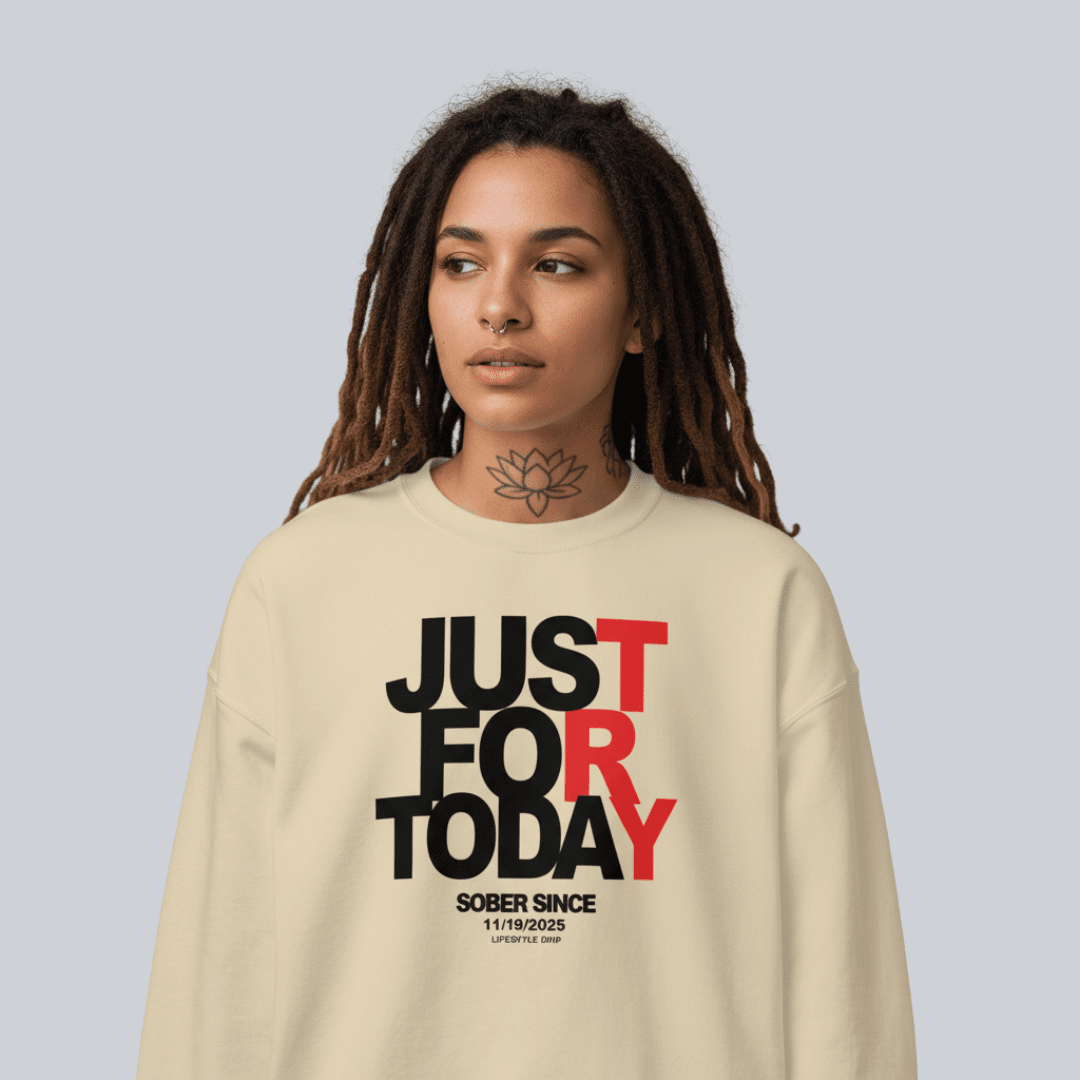 Just Try For Today Sobriety Recovery Hoodie back view (view 17)