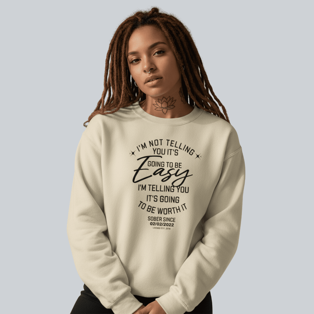 I'm Not Telling Sobriety Recovery Hoodie fit detail (view 29)