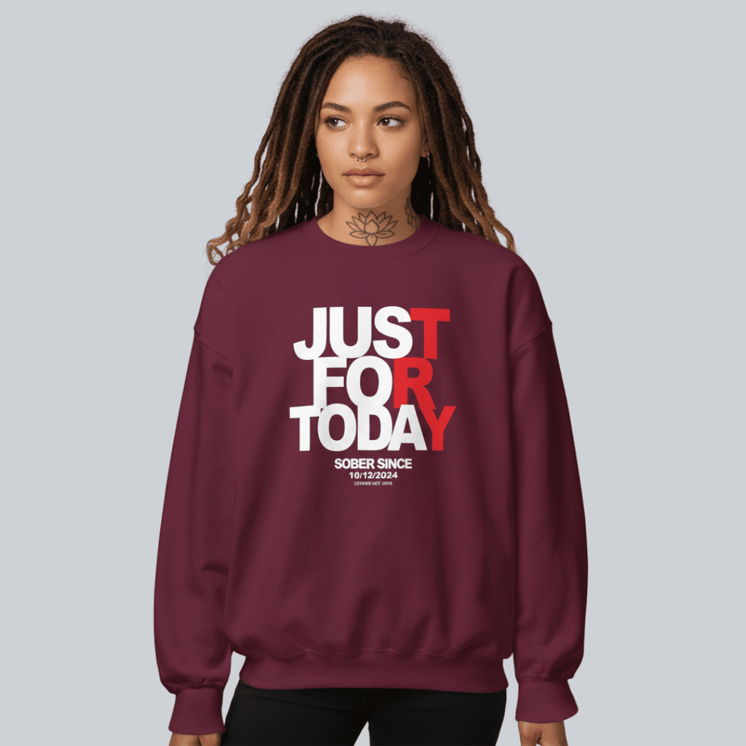 Just Try For Today Sobriety Recovery Hoodie graphic detail (view 24)
