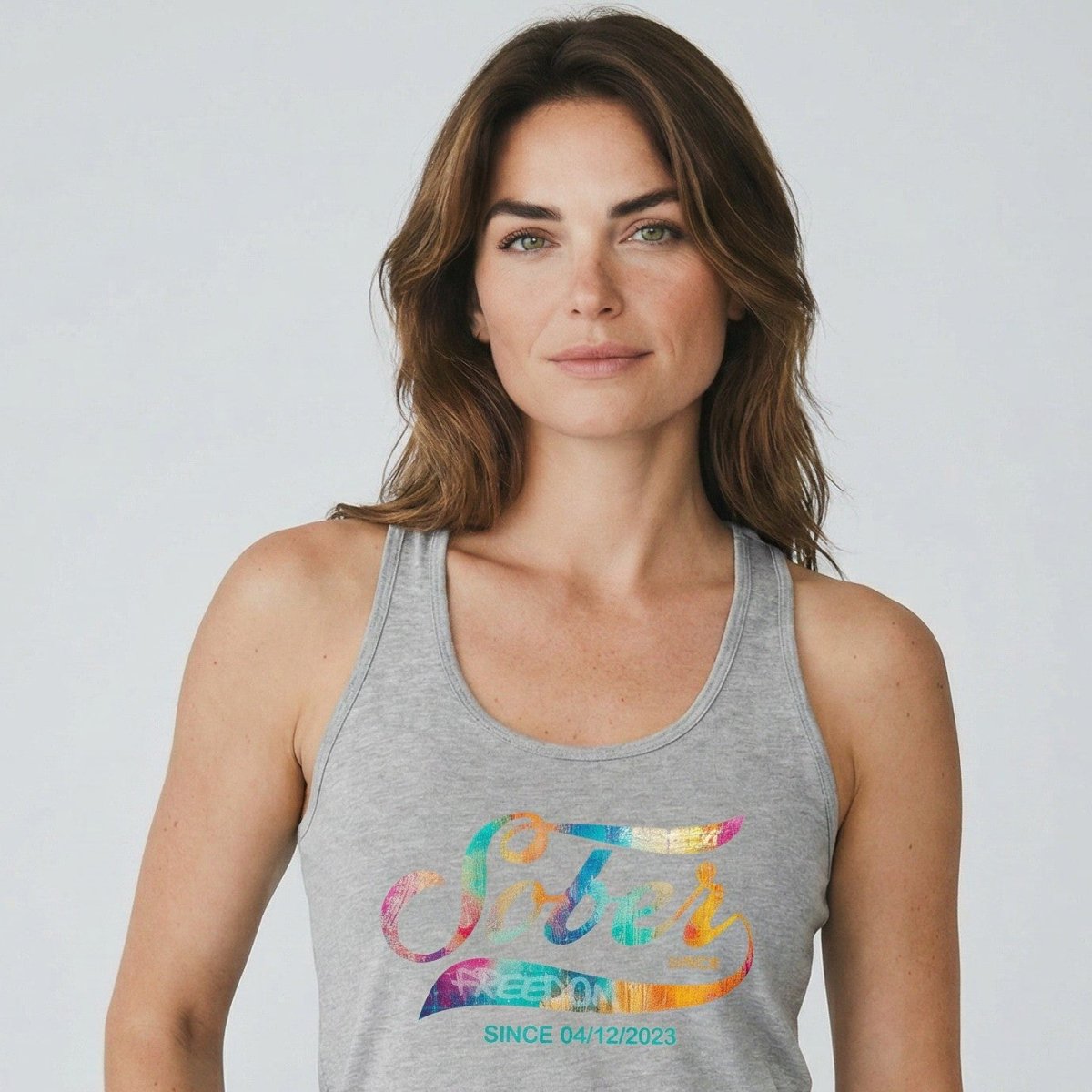 Sober Since with Date Sober Tank Top flat lay styled image (view 23)