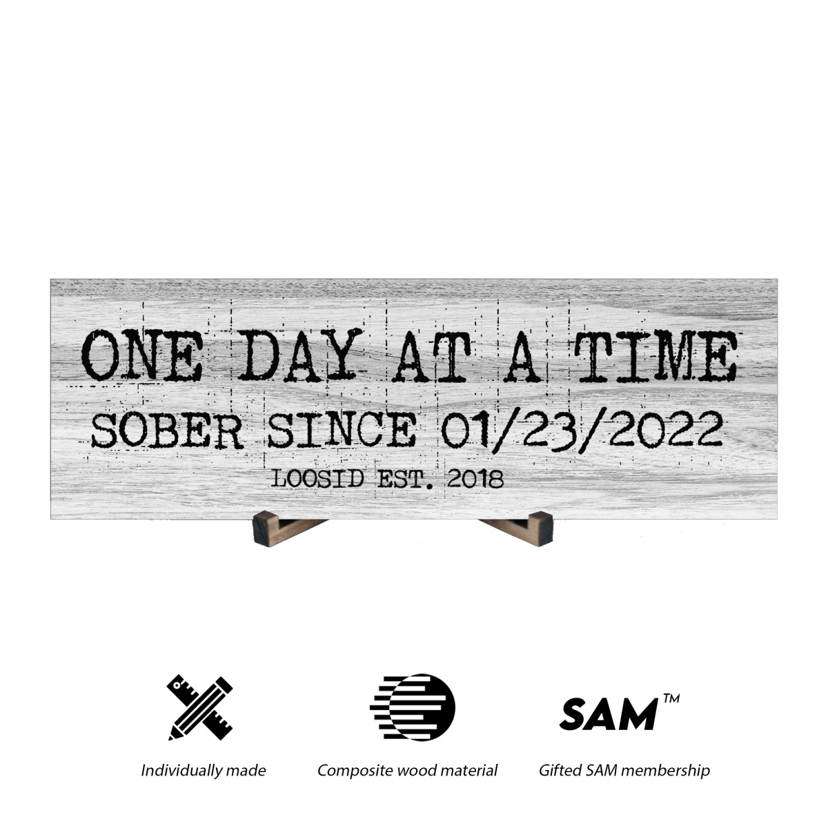One Day At A Time Printed Composite White Sobriety Art flat lay styled image (view 3)