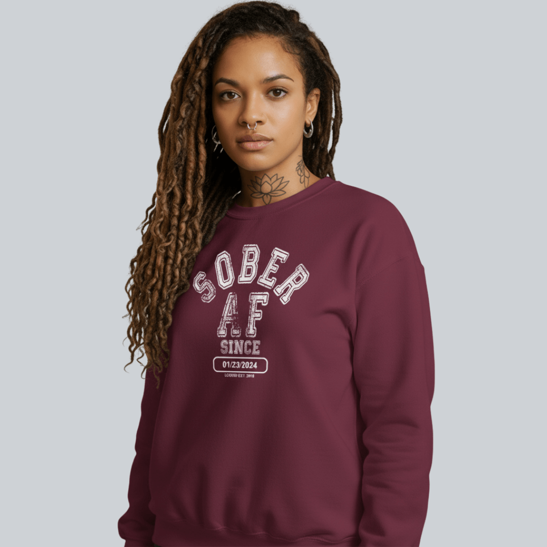 Sober AF Since Recovery Hoodie lifestyle view (view 15)