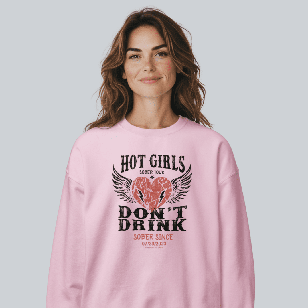 Hot Girls Sobriety Recovery Hoodie close-up view (view 32)