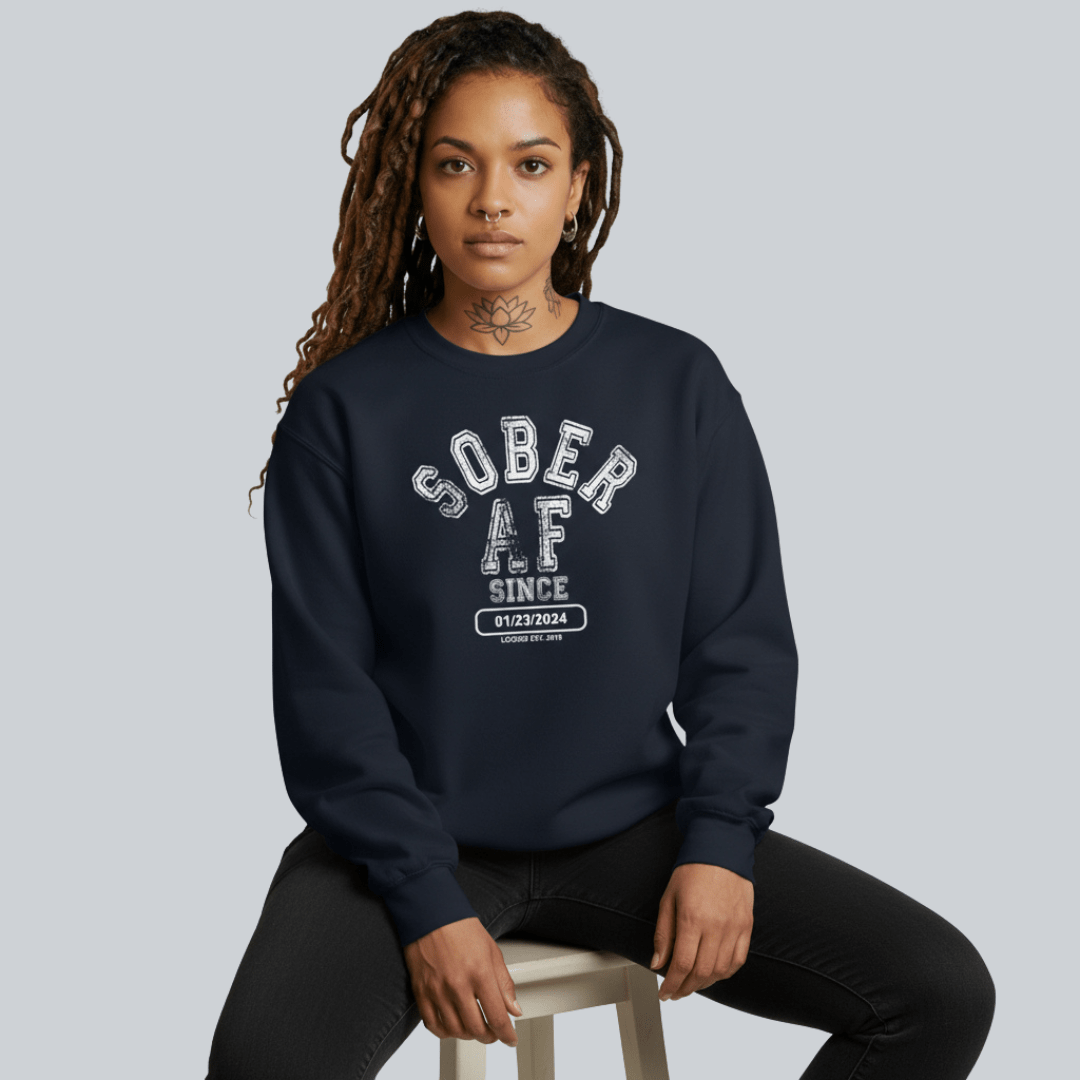 Sober AF Since Recovery Hoodie fit detail (view 9)