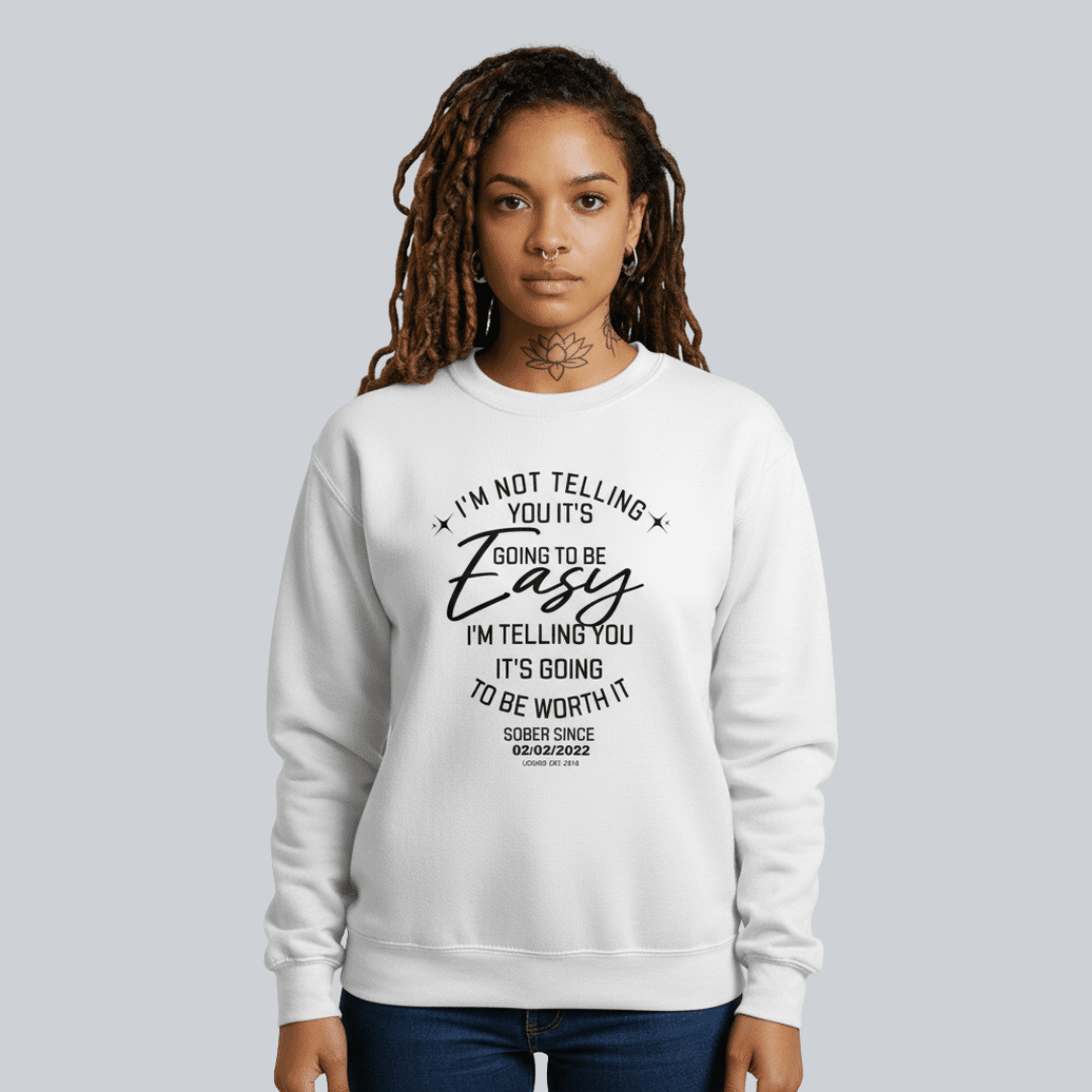 I'm Not Telling Sobriety Recovery Hoodie flat lay styled image (view 33)