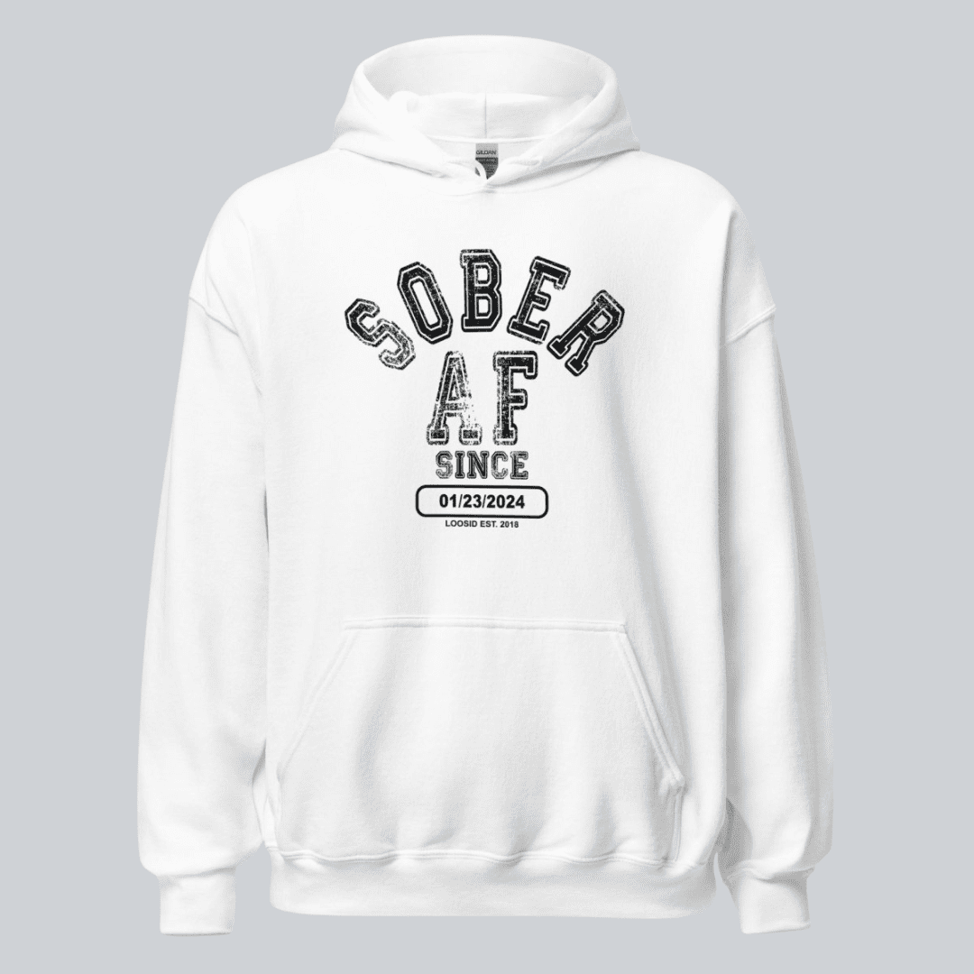 Sober AF Since Recovery Hoodie back view (view 37)