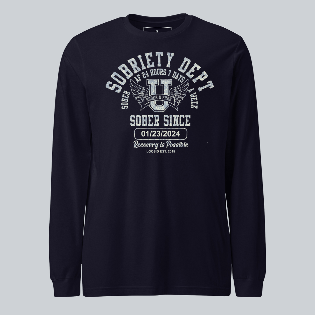 Sobriety Dept Long Sleeve Sober T Shirt back view (view 7)