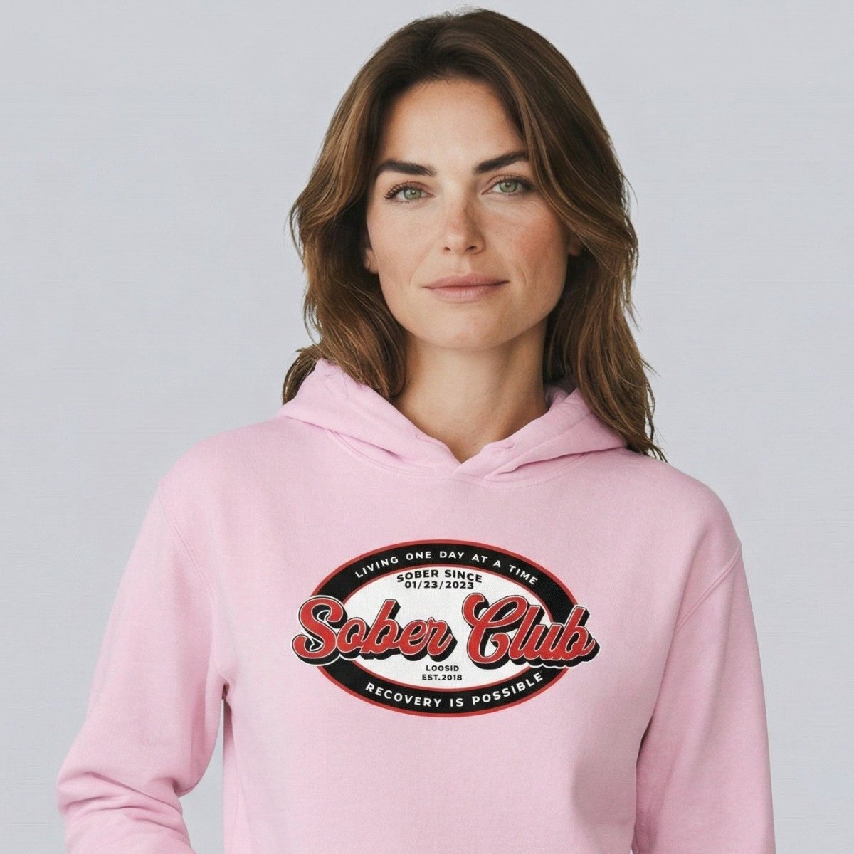 Sober Club Badge Recovery Hoodie product photo (view 40)