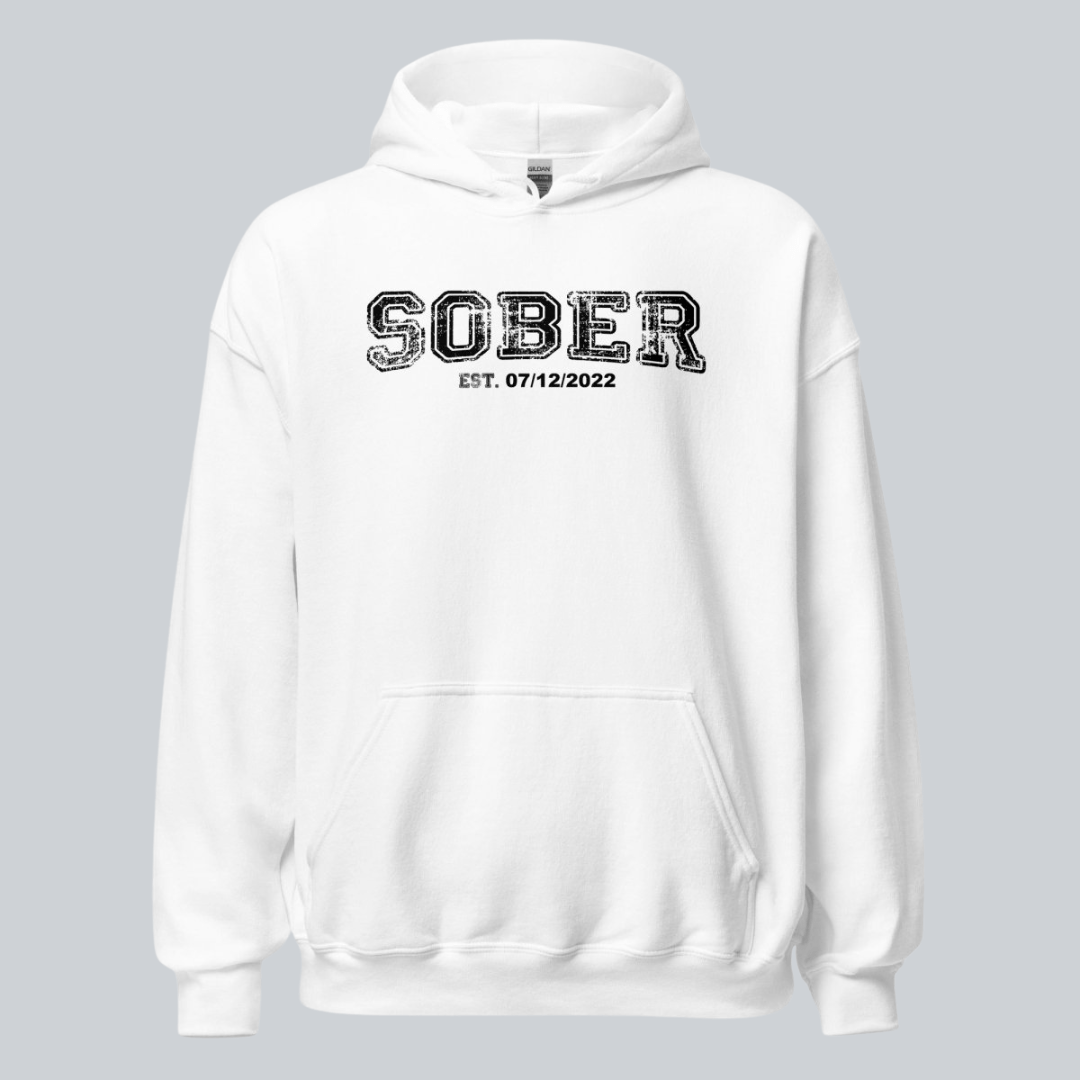 Sober Collegiate Hoodie W Personalize Sobriety Date Recovery Hoodie side view (view 26)