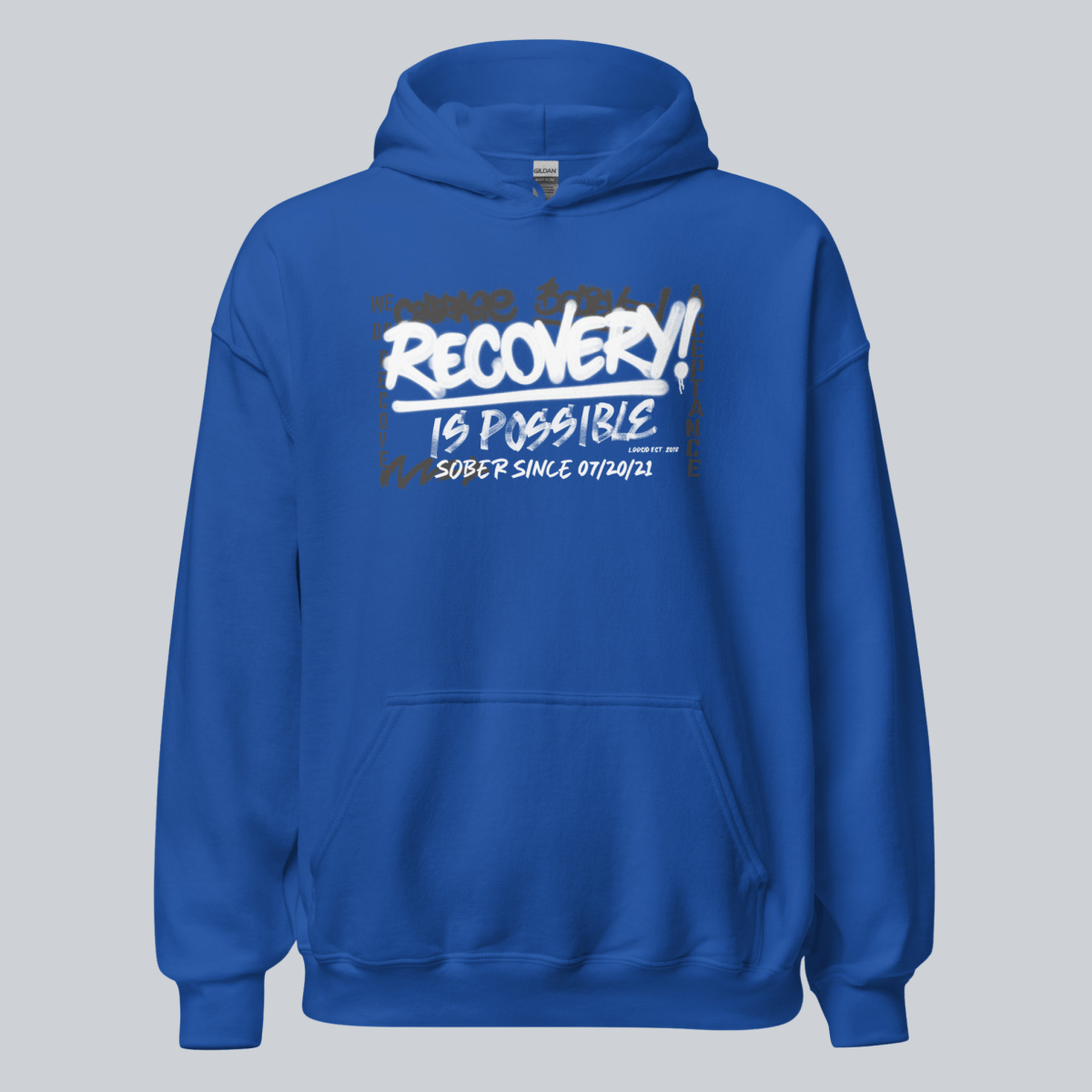 Recovery Is Possible Hoodie with Date Recovery Hoodie product photo (view 30)
