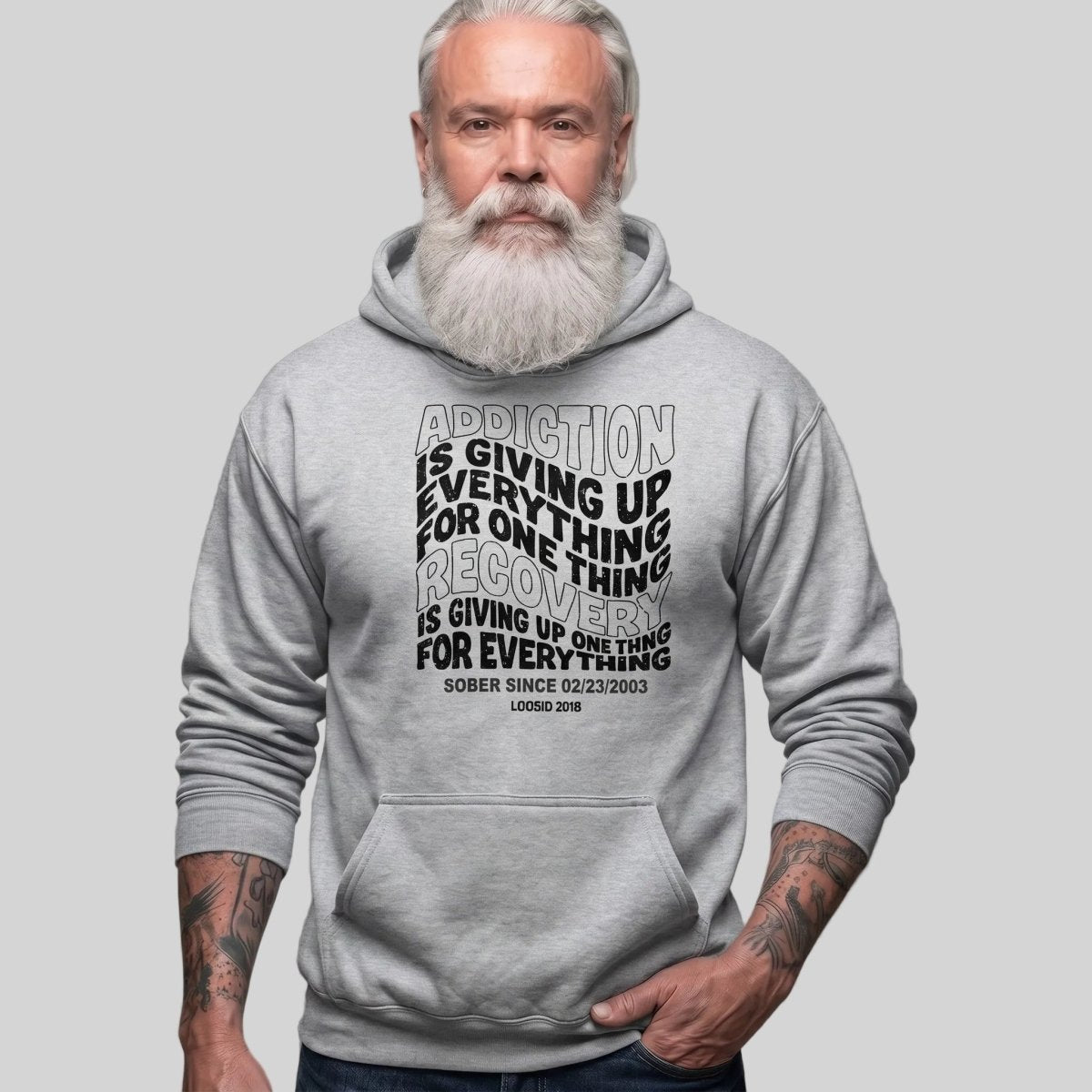 Addiction is Giving up Recovery Hoodie graphic detail (view 14)
